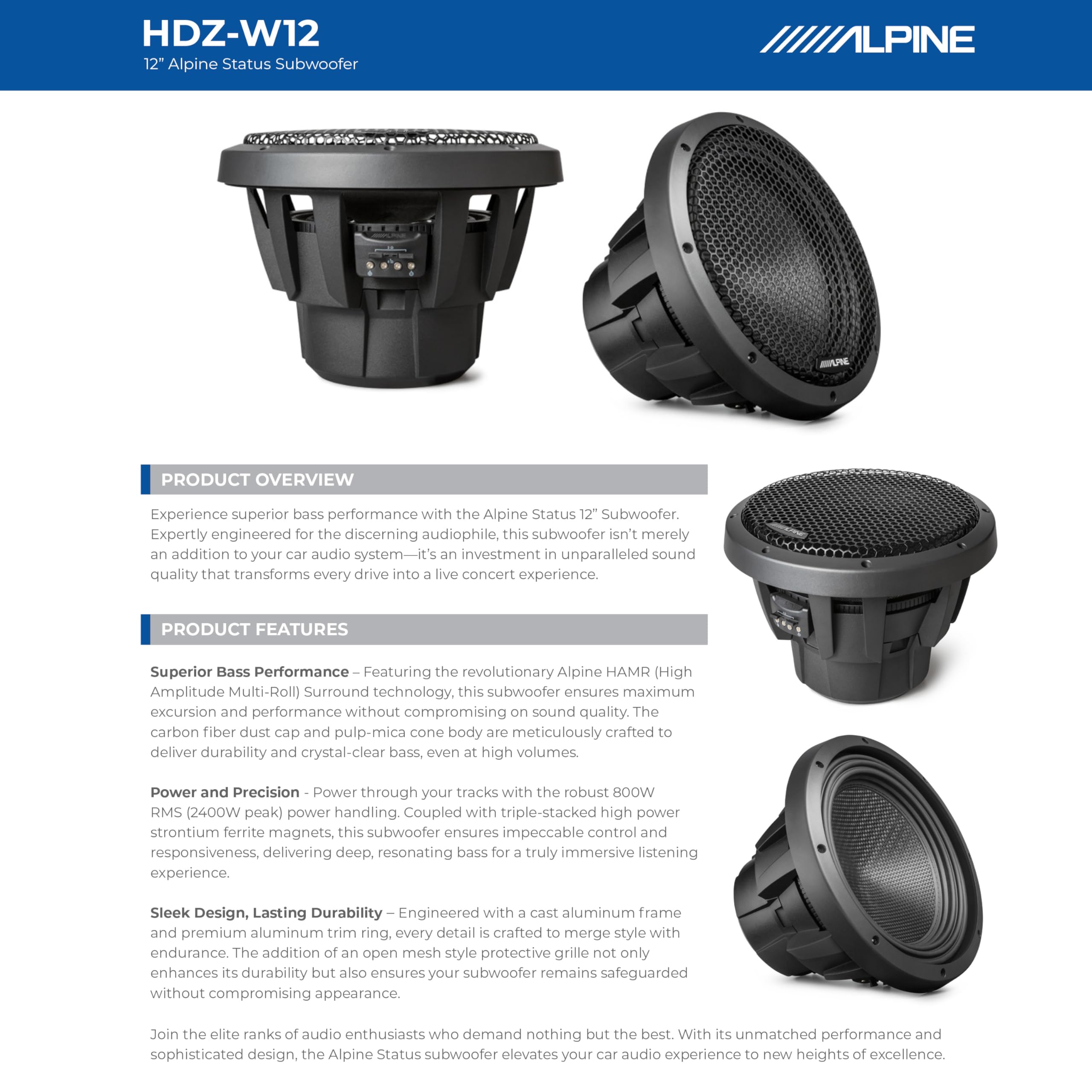 Amazon.com: Alpine HDZ-W12 12