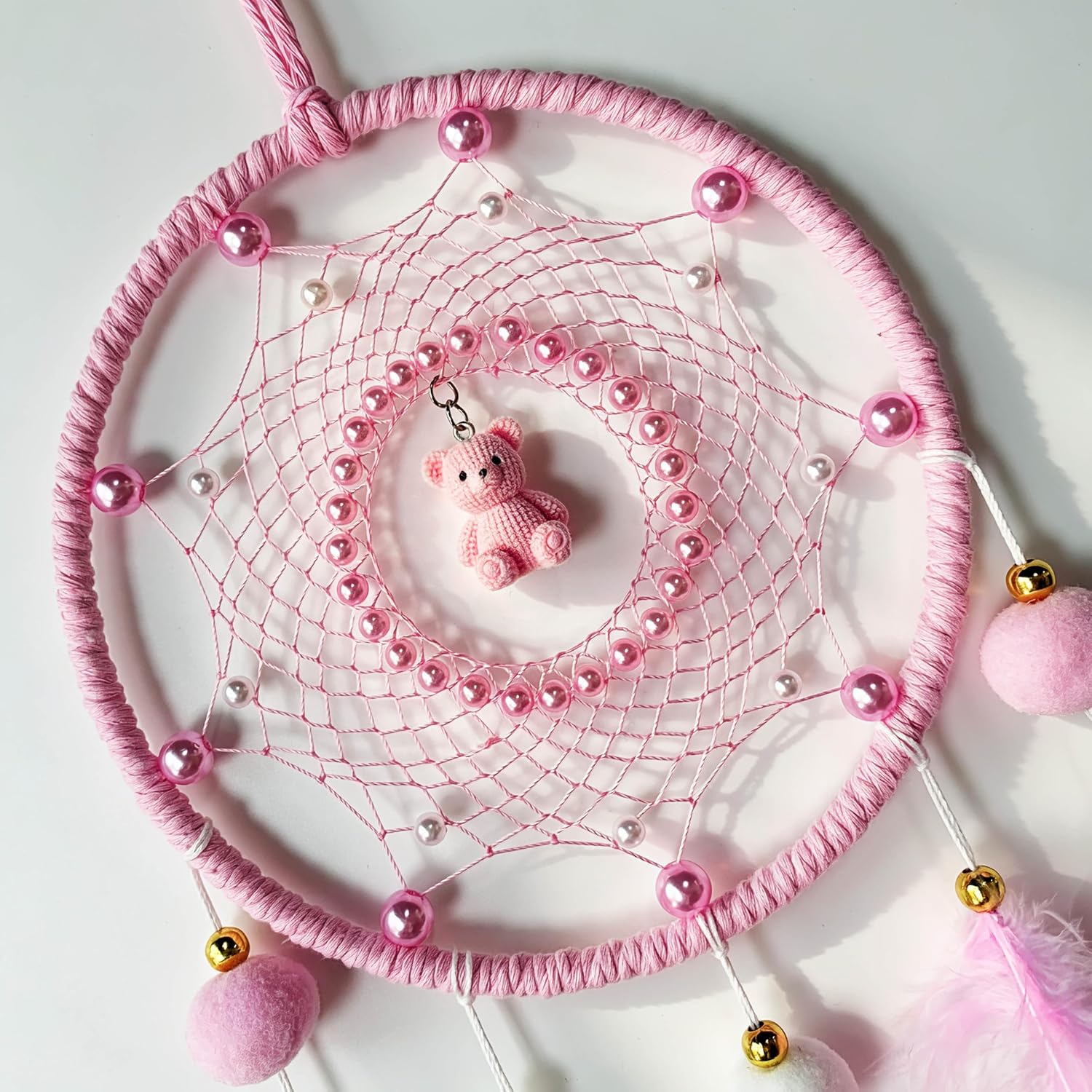 Pink Dream Catchers with Bear,Dream Catcher for Girls image 3