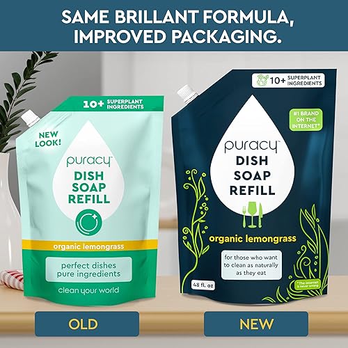 Miniatura 2 de Puracy Recambio de jabón natural para platos suavemente perfumado con citronela orgánica jabón líquido suavizante de la piel fórmula de láminas de