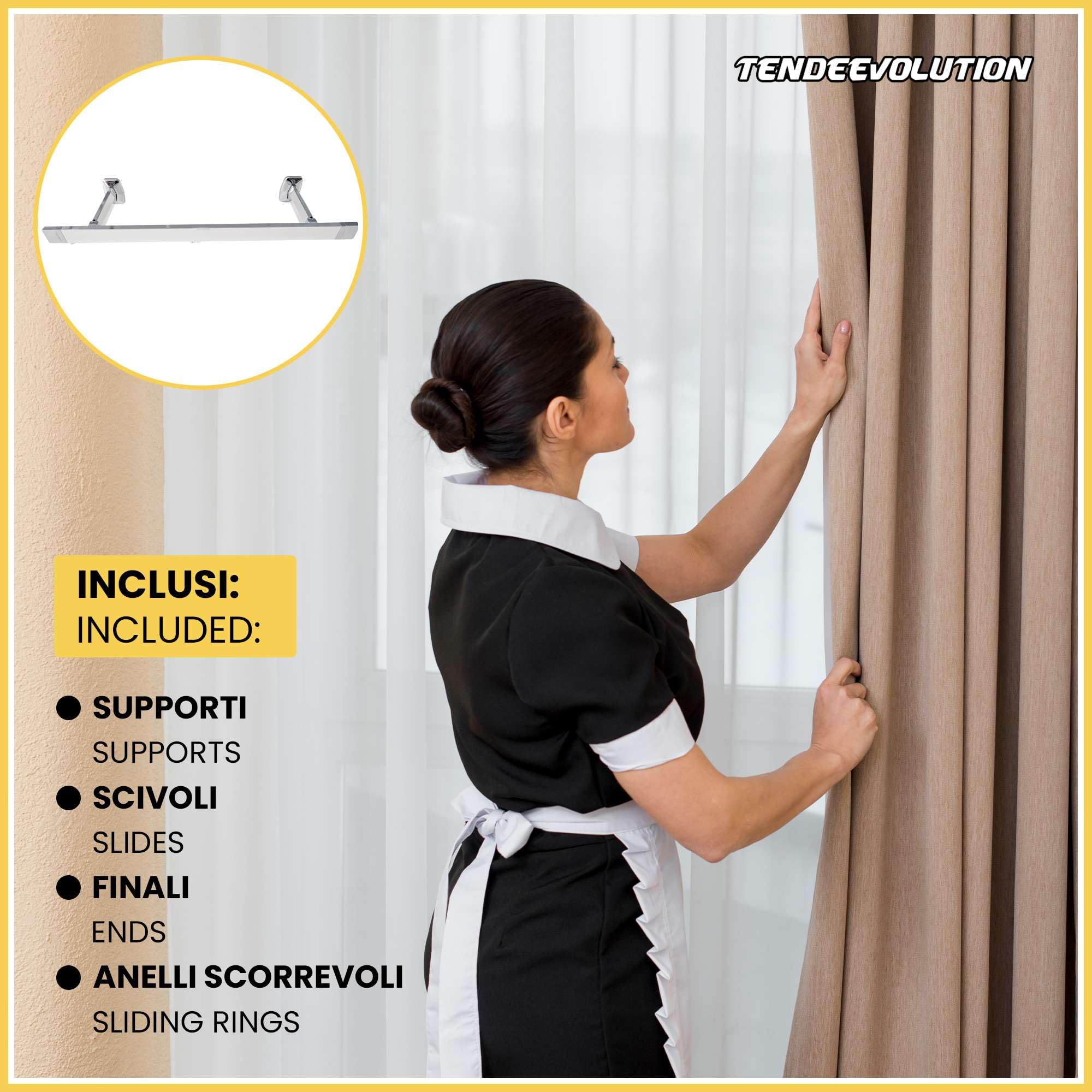 TENDEEVOLUTION - Binario Tenda Soffitto o Parete 40 x 13 mm in Alluminio, Colore e Accessori Personalizzabili su Misura. Binario per Tende a Onda o Arricciate, Curtain Track