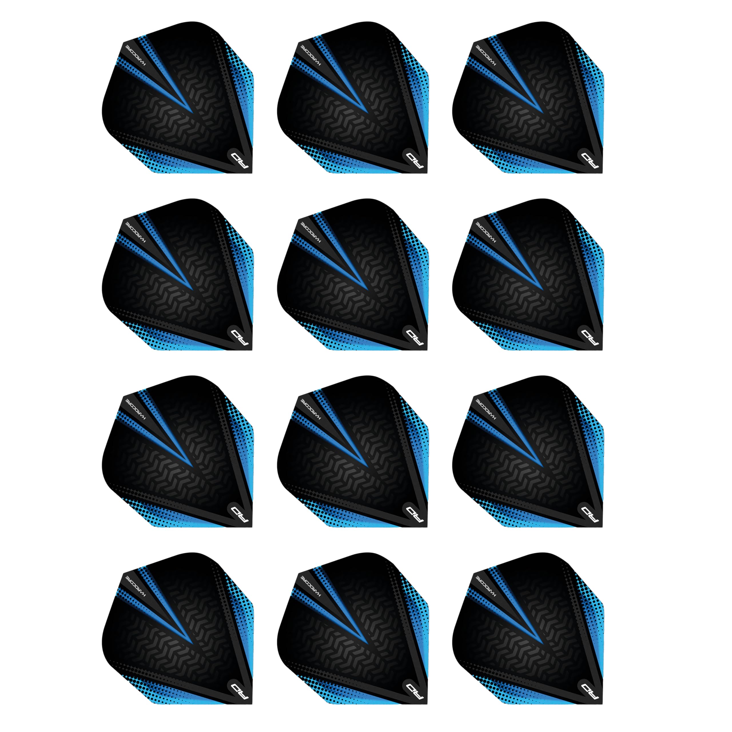 RED DRAGON Hardcore Radical Black & Blue Extra Thick Standard Dart Flights - 4 zestawy w opakowaniu (łącznie 12 lotów do rzutek)