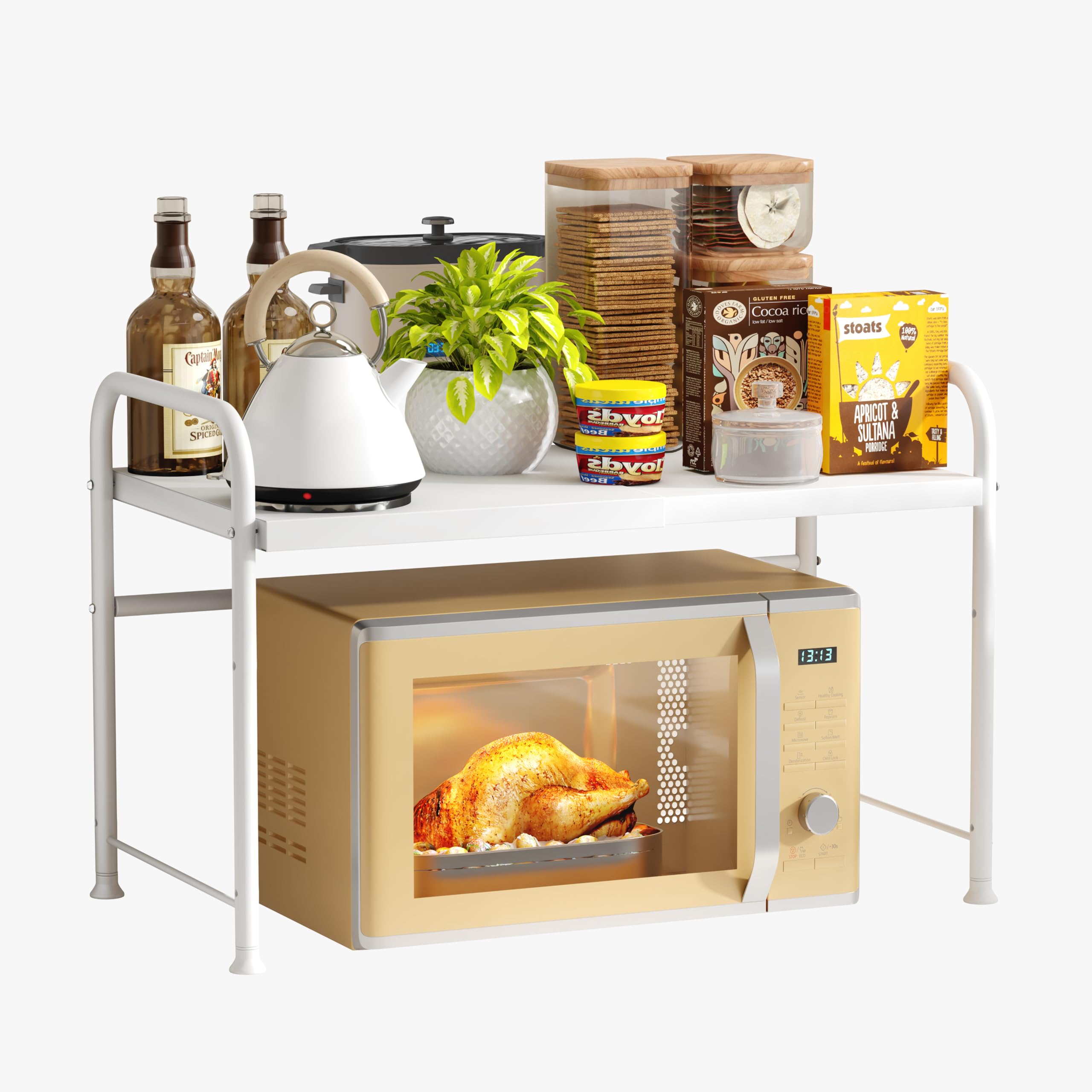 NETEL 2 Tier Expandable Microwave Shelf Rack, Microwave Stand Countertop — image 1