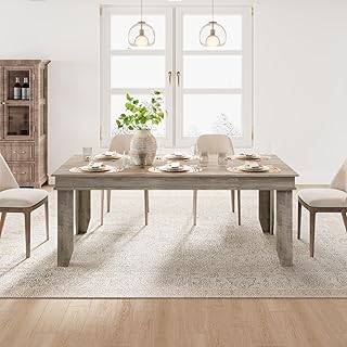GarveeHome Farmhouse Dining Table for 6-8 People, 71 in Long Kitchen Tab...