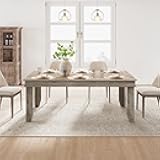 GarveeHome Farmhouse Dining Table for 6-8 People, 71 in Long Kitchen Tables with Wooden Sturdy Frame, 6 ft Large Rectangular Dinner Table for Dining Room, Kitchen, Grey, 71