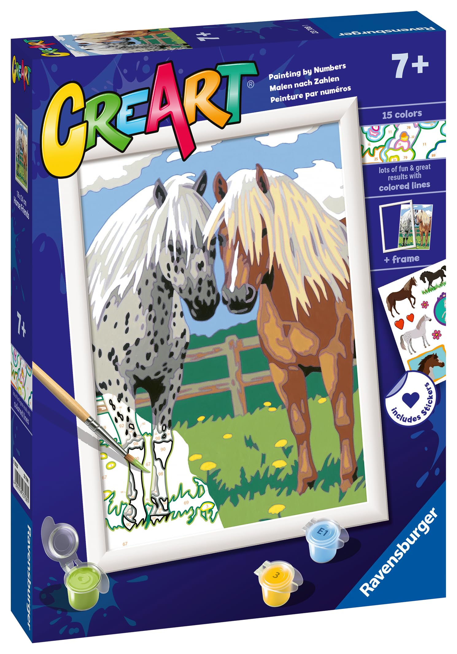 Kit De Pintura Por Números Ravensburger CreArt Caballos Al Atardecer, Para Niños De 9+ Años, Incluye Lienzo Y Marco De 26x20 Cm