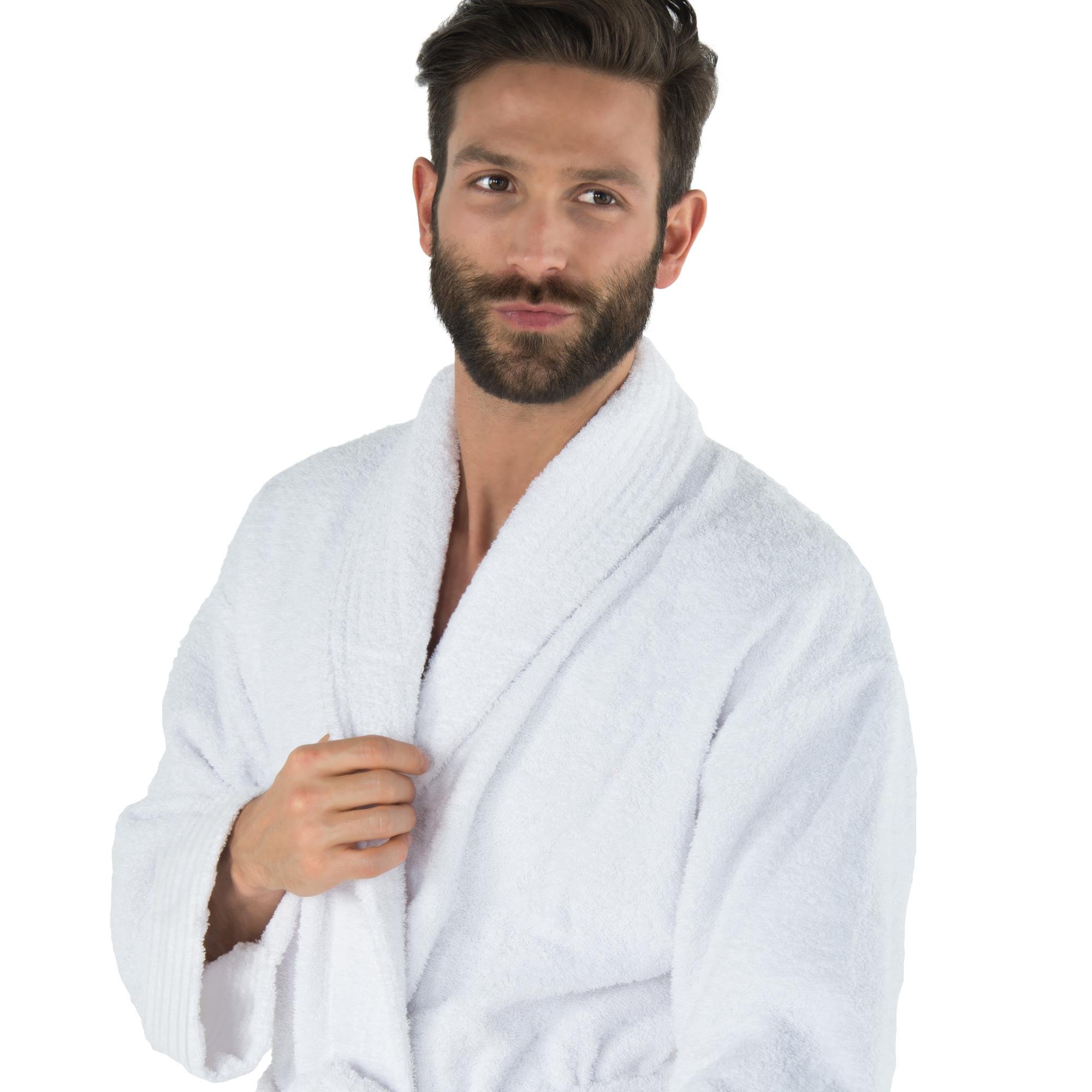 CelinaTex S-XXXL Bademantel Schalkragen Uni lang aufgesetzte Taschen Damen Herren Unisex warm Frottee Baumwolle Oeko-TEX Oregon