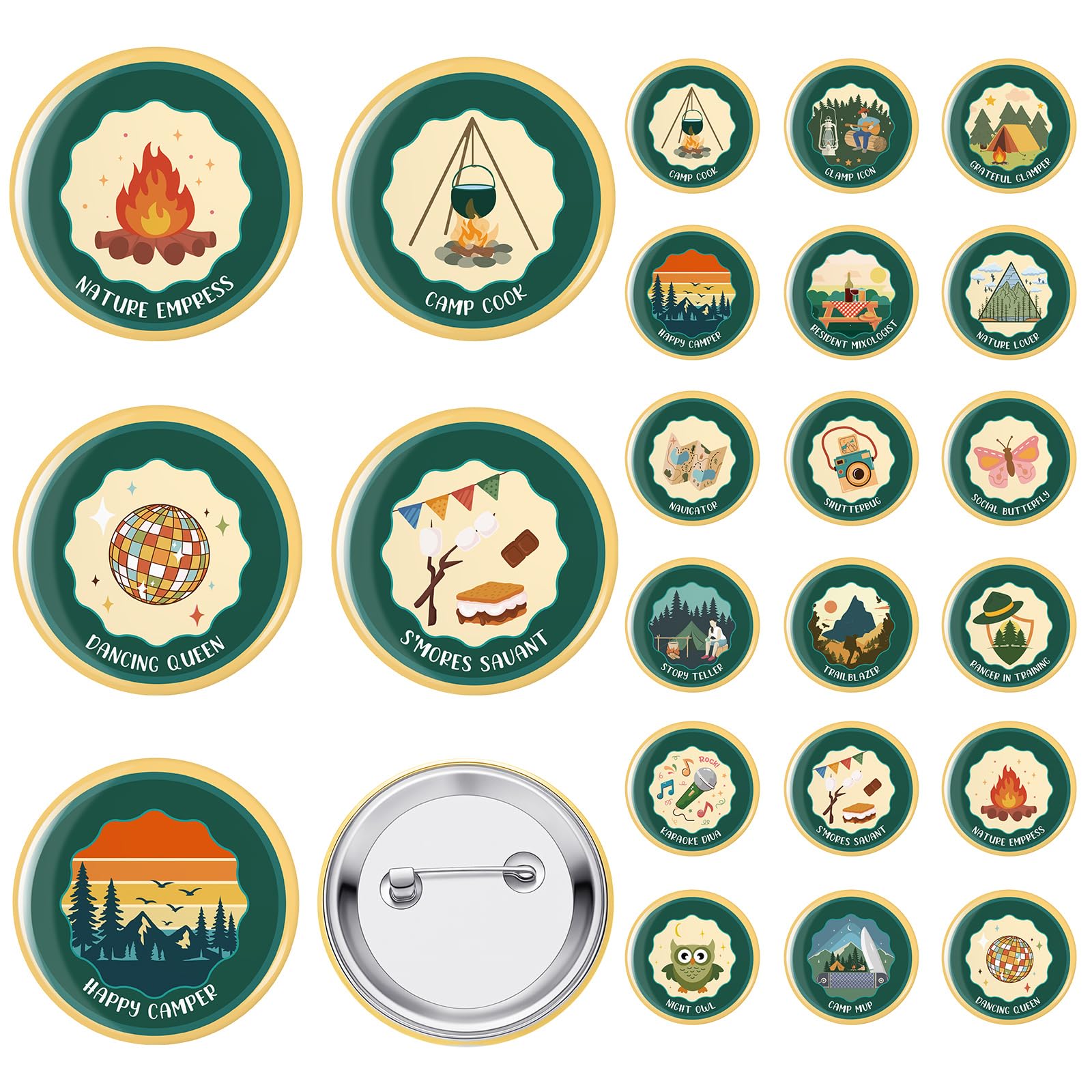 Camp Bachelorette Pins Camping Bride Buttons Badge Set