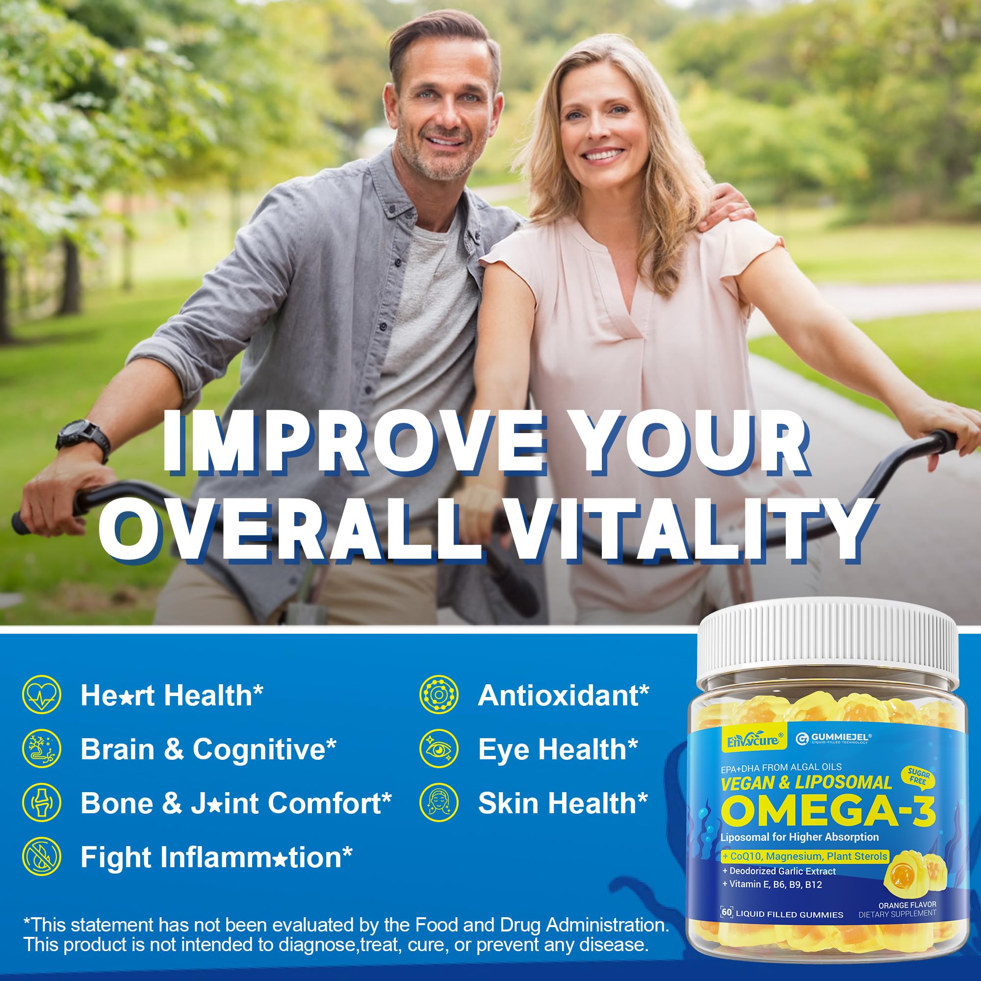 Omega-3 Gummies + CoQ10+ Magnesium- EPA 600mg & DHA 400mg, Fish Oil Omega 3 Supplements Alternative for Women Men Adults - from Vegan Algae Oil- Liposomal Form - with Plant Sterols, Garlic, Sugar Free — Amazon image 6