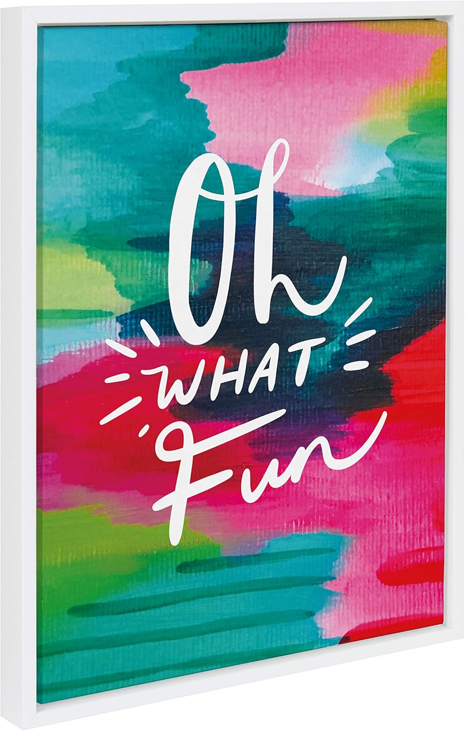 Holiday Inspired Colorful Canvas Wall Art, 18x24 White Frame