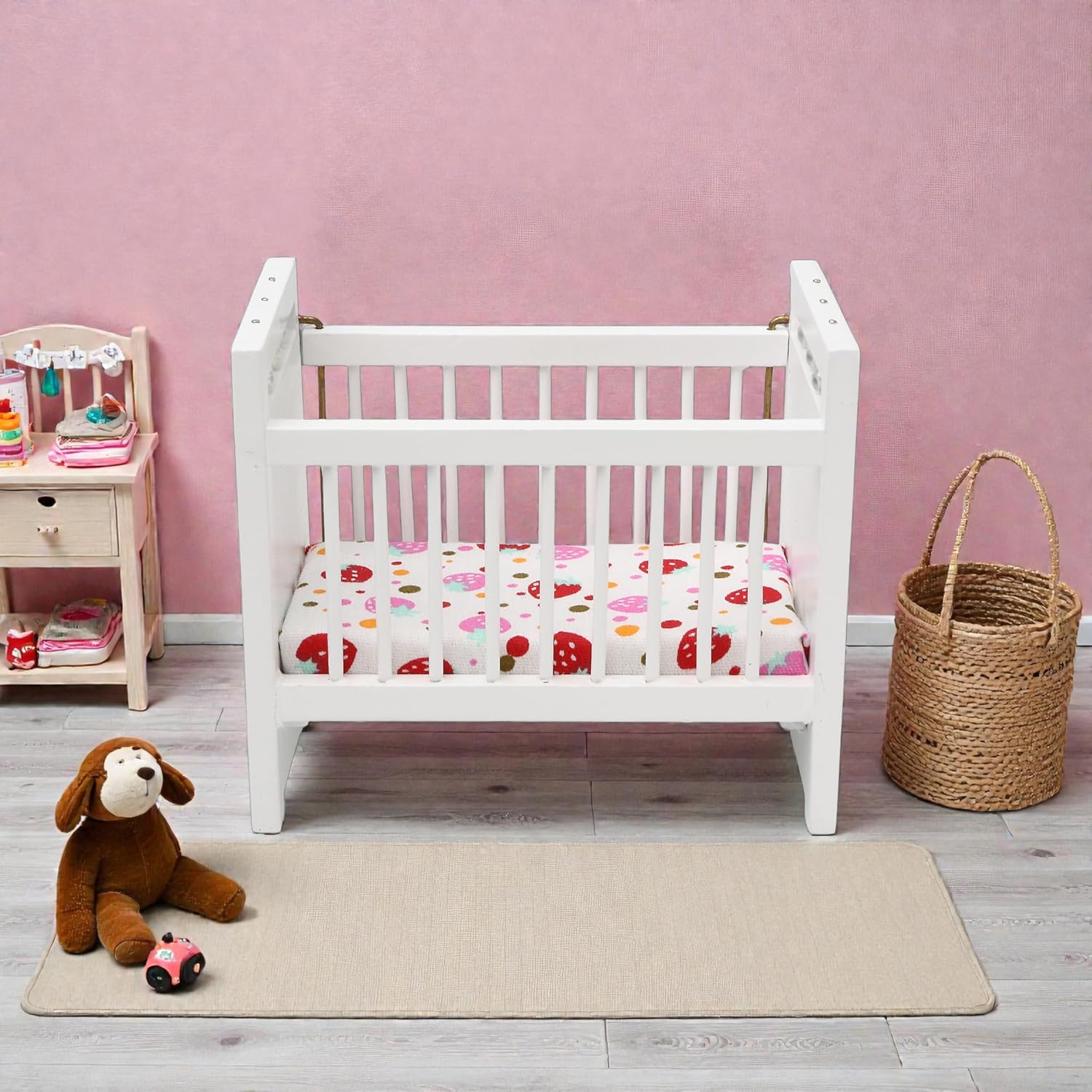 1/12 Miniature Wooden Doll Crib Mini Bed for Dollhouse Bedroom Furniture - Image 6