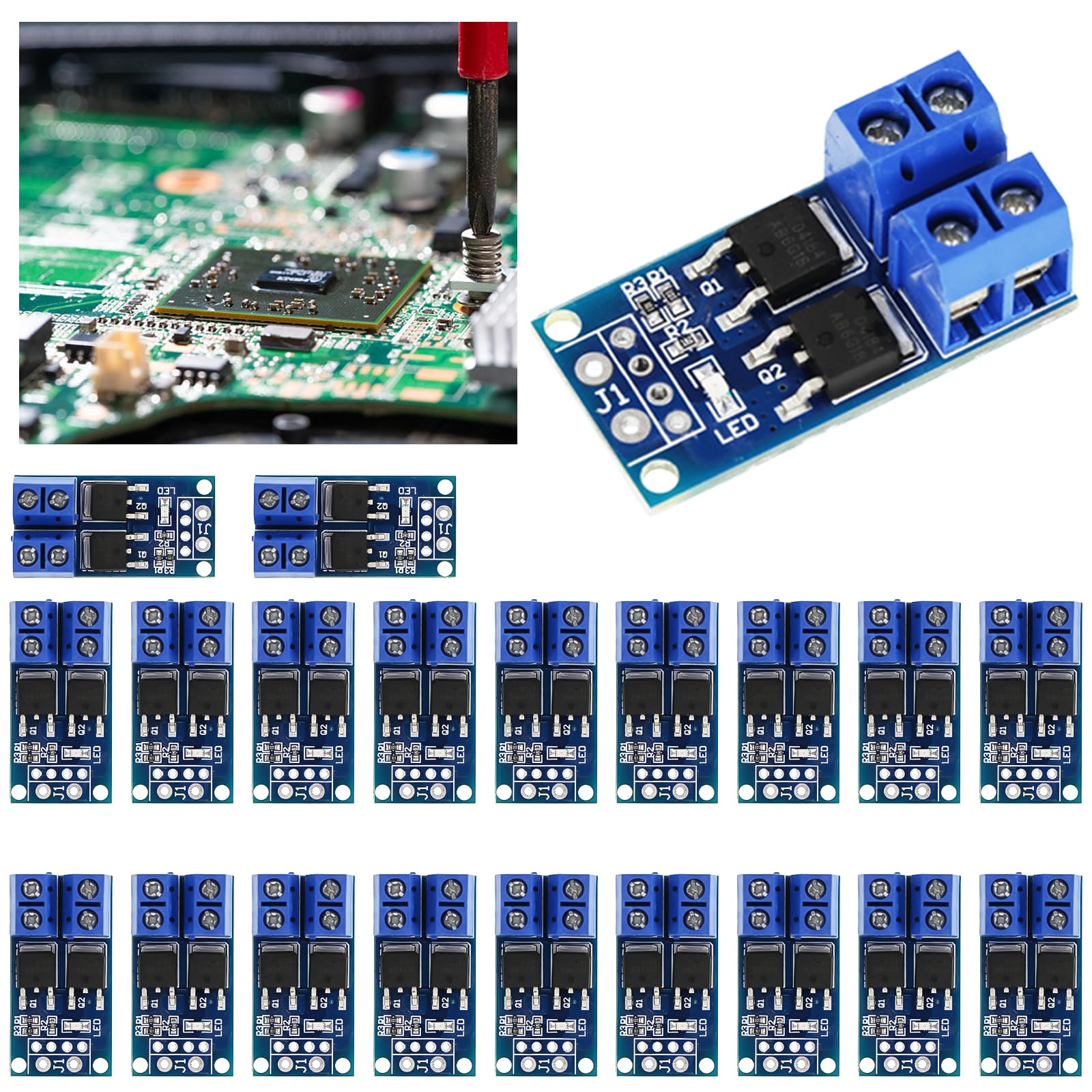 NOYITO Lot De 2 Modules De Commande à Transistor MOS Haute Puissance DC 5 à 36 V 400 W 15 A FET 0 à 20 KHz PWM Contrôleur De Vitesse De Moteur CC