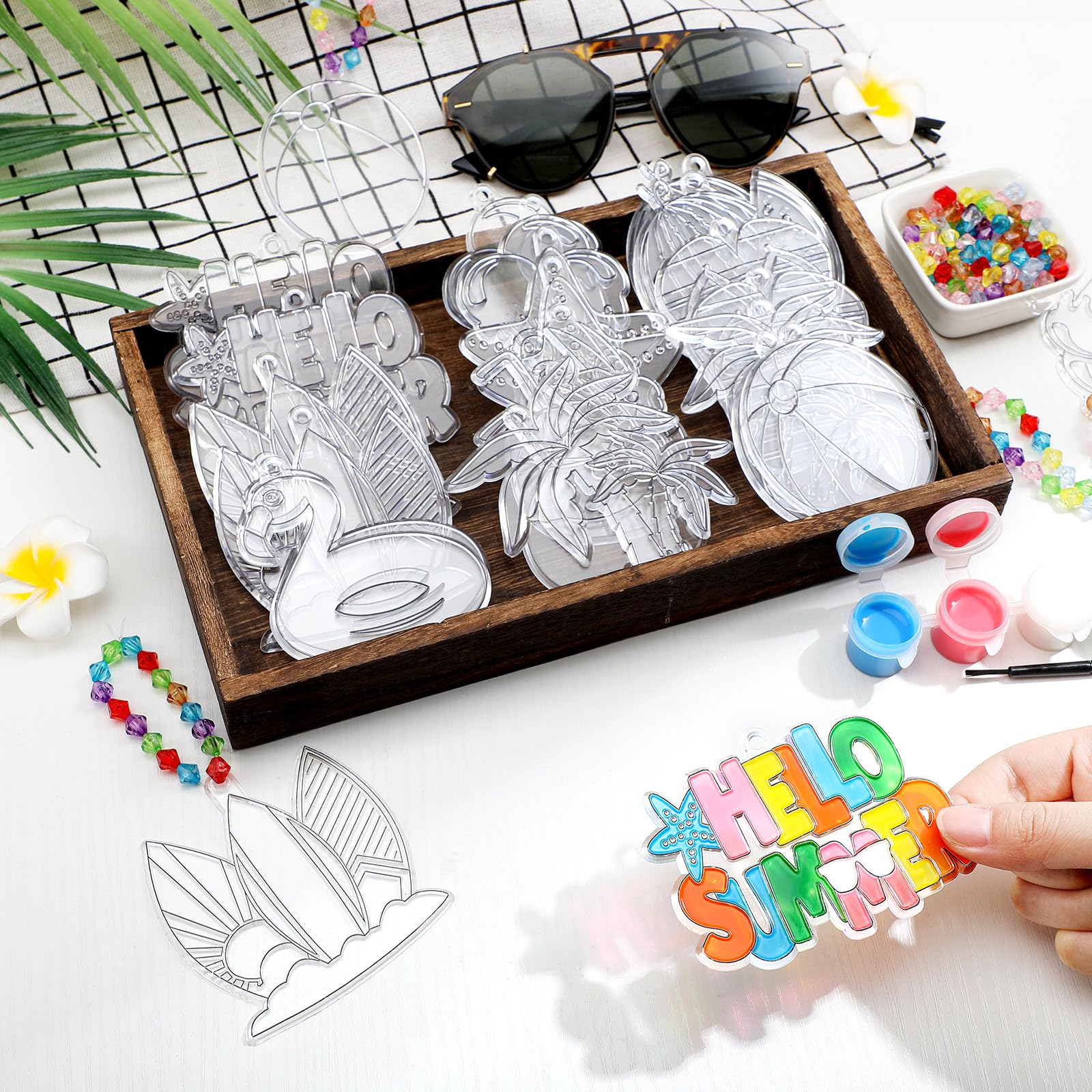 Sonwyoung 30 juegos de atrapasueños de verano, kits de manualidades que brillan en la oscuridad, kit de pintura de vidrieras para ventanas, arte para actividades de fiesta, manualidades, recuerdos de