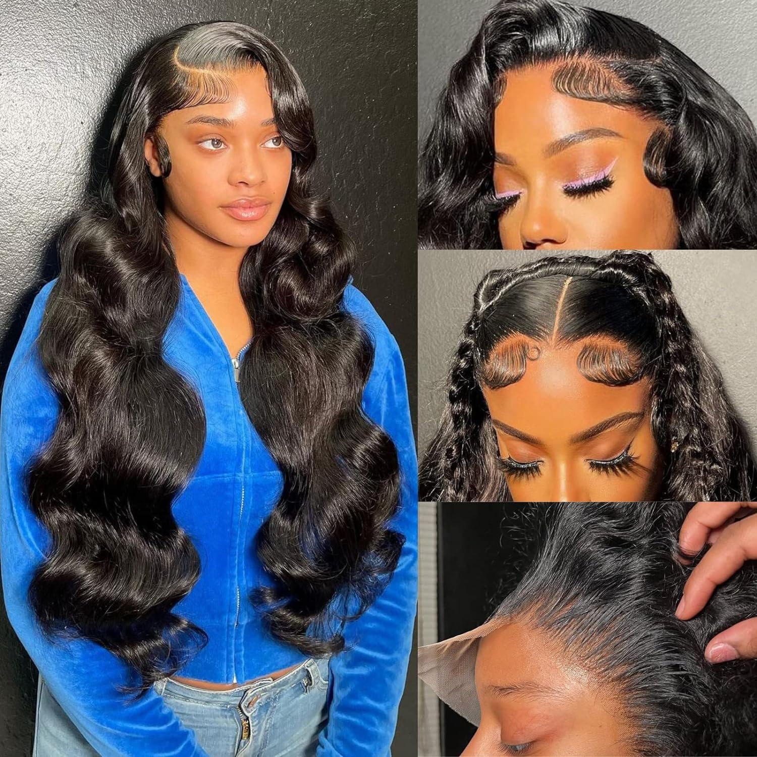 13x6 Lace Front Wigs Human Hair Pre Plucked 180% Density Body Wave Glueless Bleached Knots with Baby Hair for Black Women Natural Color 26 Inch