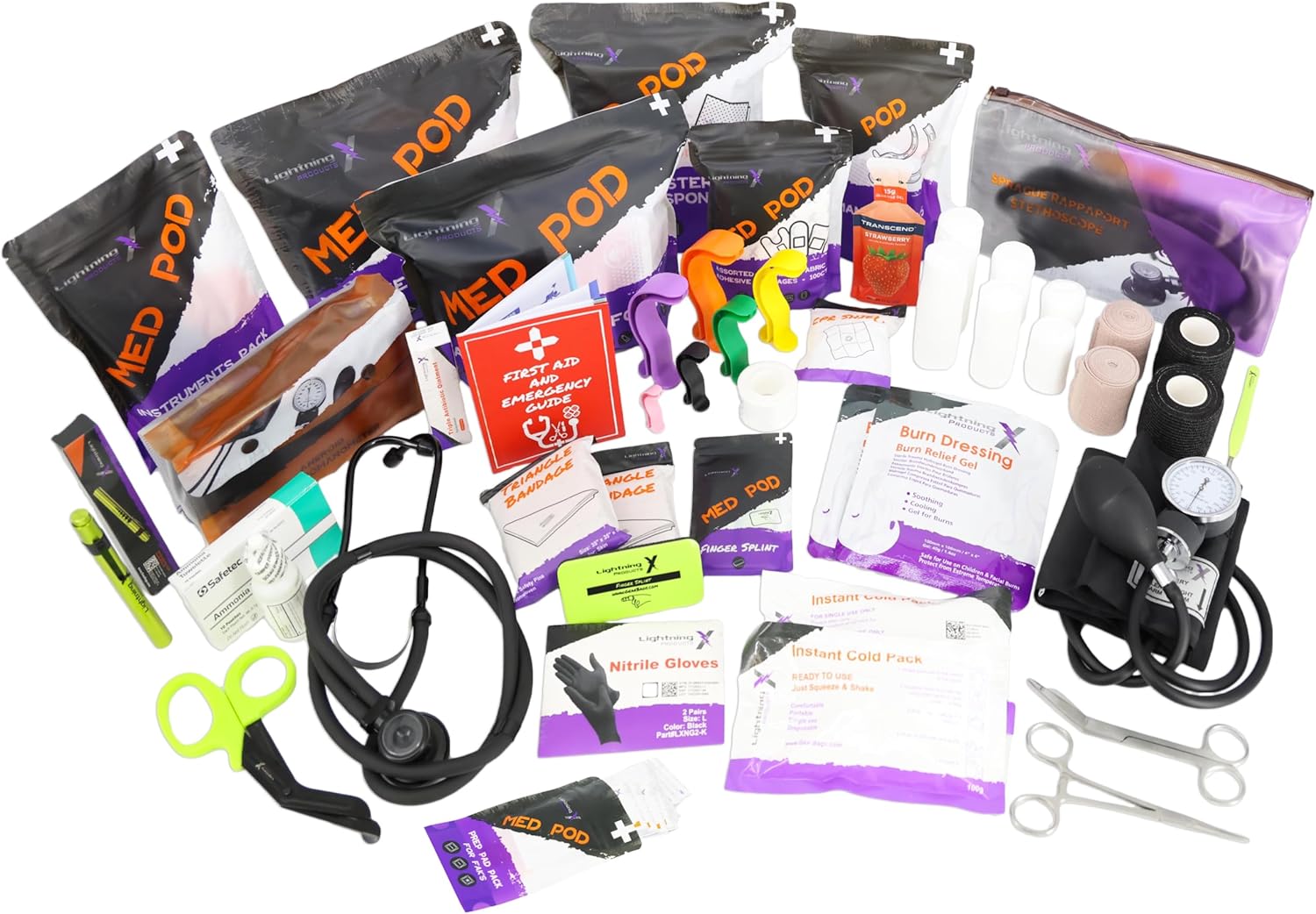 Lightning X Mid-Sized First Responder EMT Bag | LXMB25 | Fully Stocked w/ 240+ First Aid, EMS & Trauma Supplies - RED - Image 2