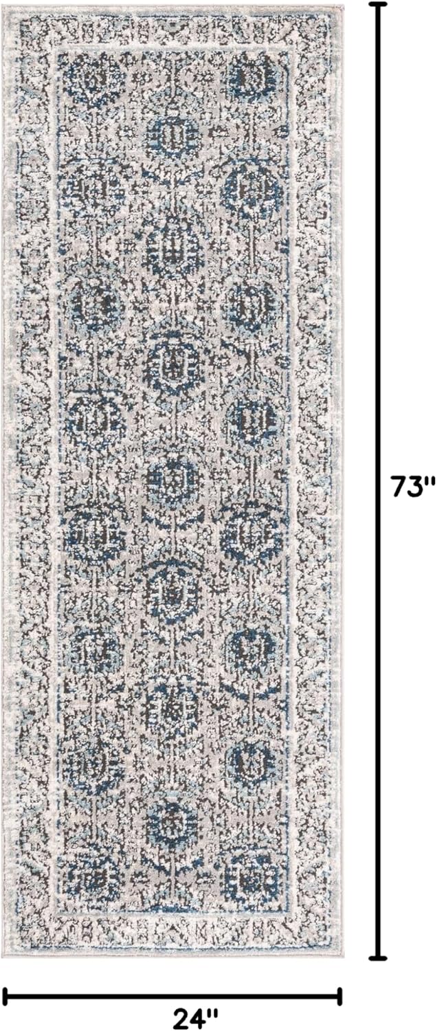 Unique Loom Nyla Collection Area Rug - Princess (2' x 6' 1" Runner, Gray/ Ivory)