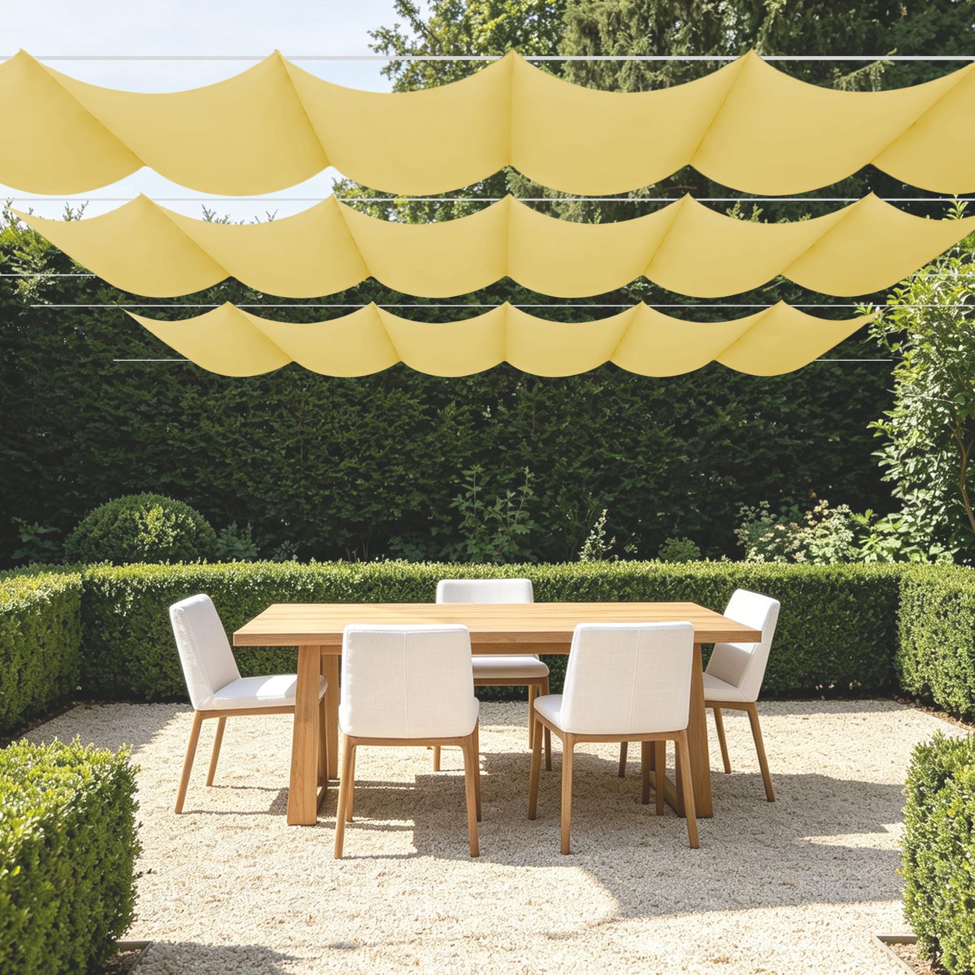 Voile d'ombrage rétractable vague imperméable 100x300 cm résistant à l'eau pour extérieur