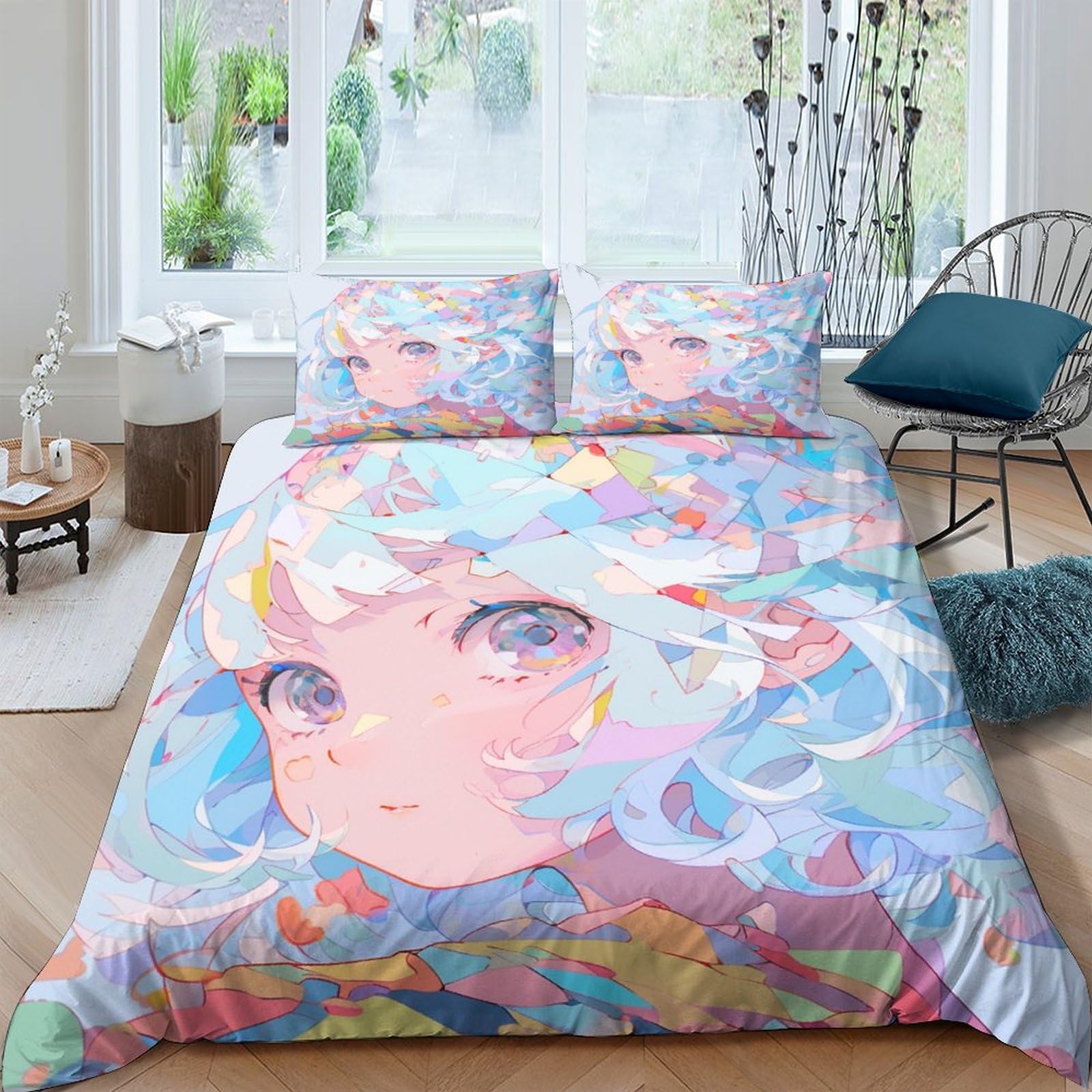 Parure de lit anime 3 pièces avec housse de couette imprimée 3D fille garçon