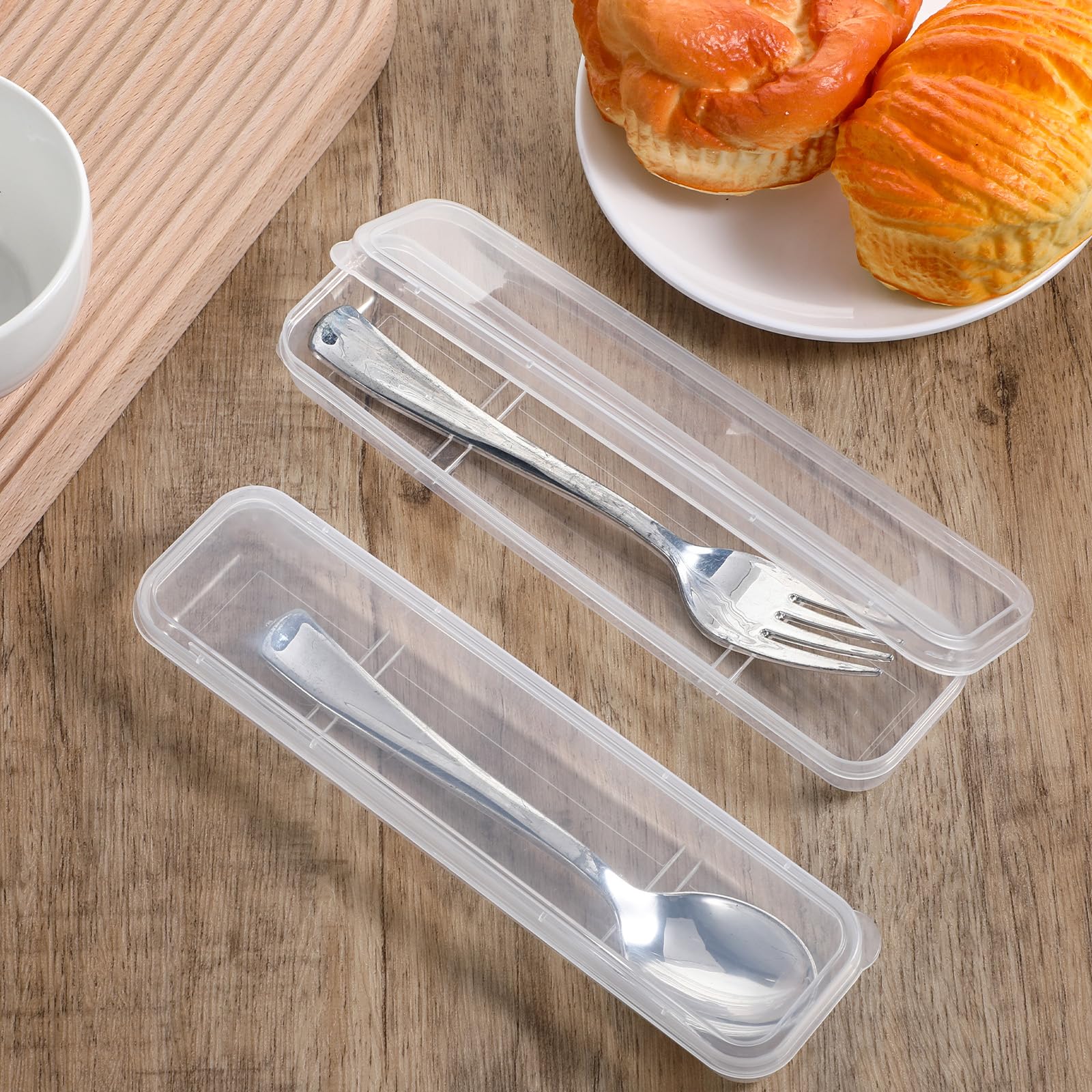 2er Set Besteckboxen Transparent - 20cm Aufbewahrung Für Camping & Picknick