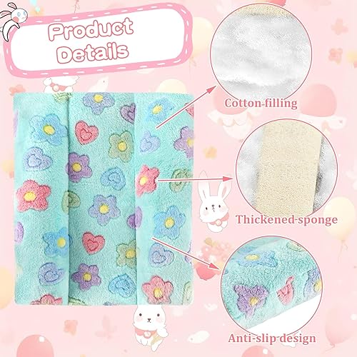 Miniatura 3 de Cama de conejo de 15.7 x 14 pulgadas, cama cóncava acolchada para animales pequeños, tapete de felpa con almohadas de algodón para conejillos de