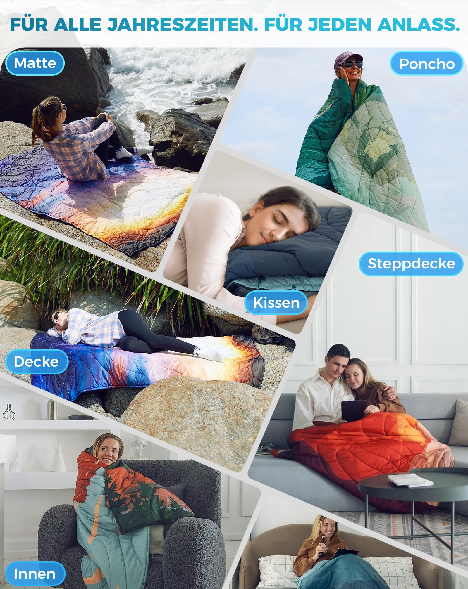 KingCamp Reisedecke Ultraleicht, Decke Wasserabweisend Kompakt,Outdoor Campingdecke Warme,kleines packmaß für Camping Büro Outdoor, (Frosttal,200x145cm)