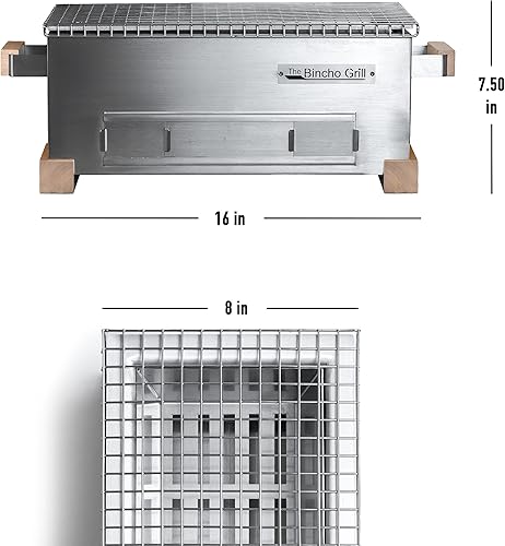 Miniatura 5 de The Bincho Grill MG-168 Yakitori Tabletop Charcoal Griller-Mini Japanese Style Hibachi