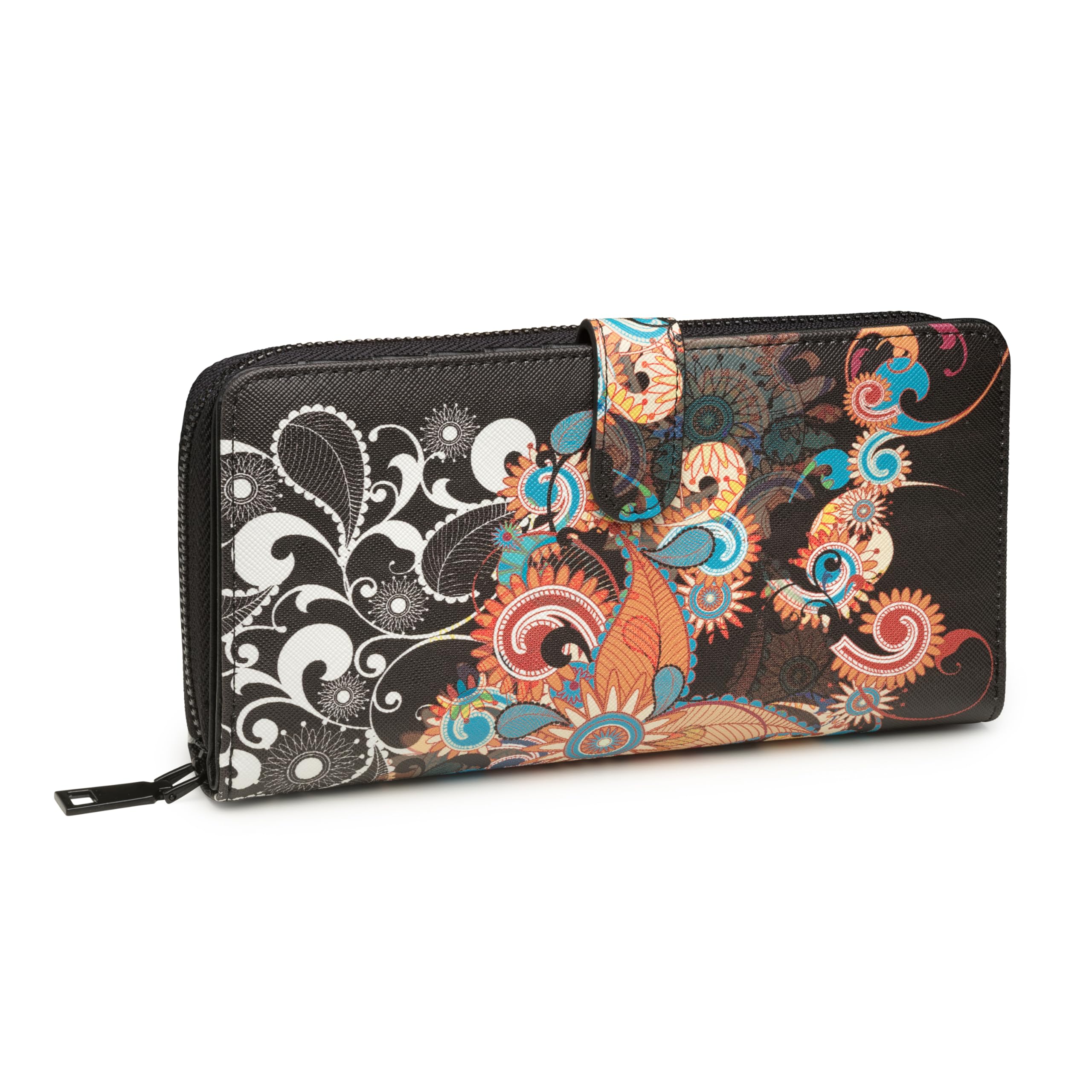 Portefeuille Femme XXL grand format compartiment smartphone noir