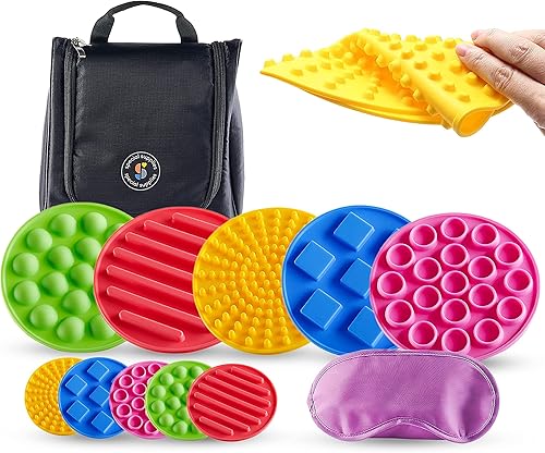 Miniatura 9 de Special Supplies Discos sensoriales de juego a juego, 5 juegos, estimulación táctil para niños, soporta desafíos autistas y de procesamiento,