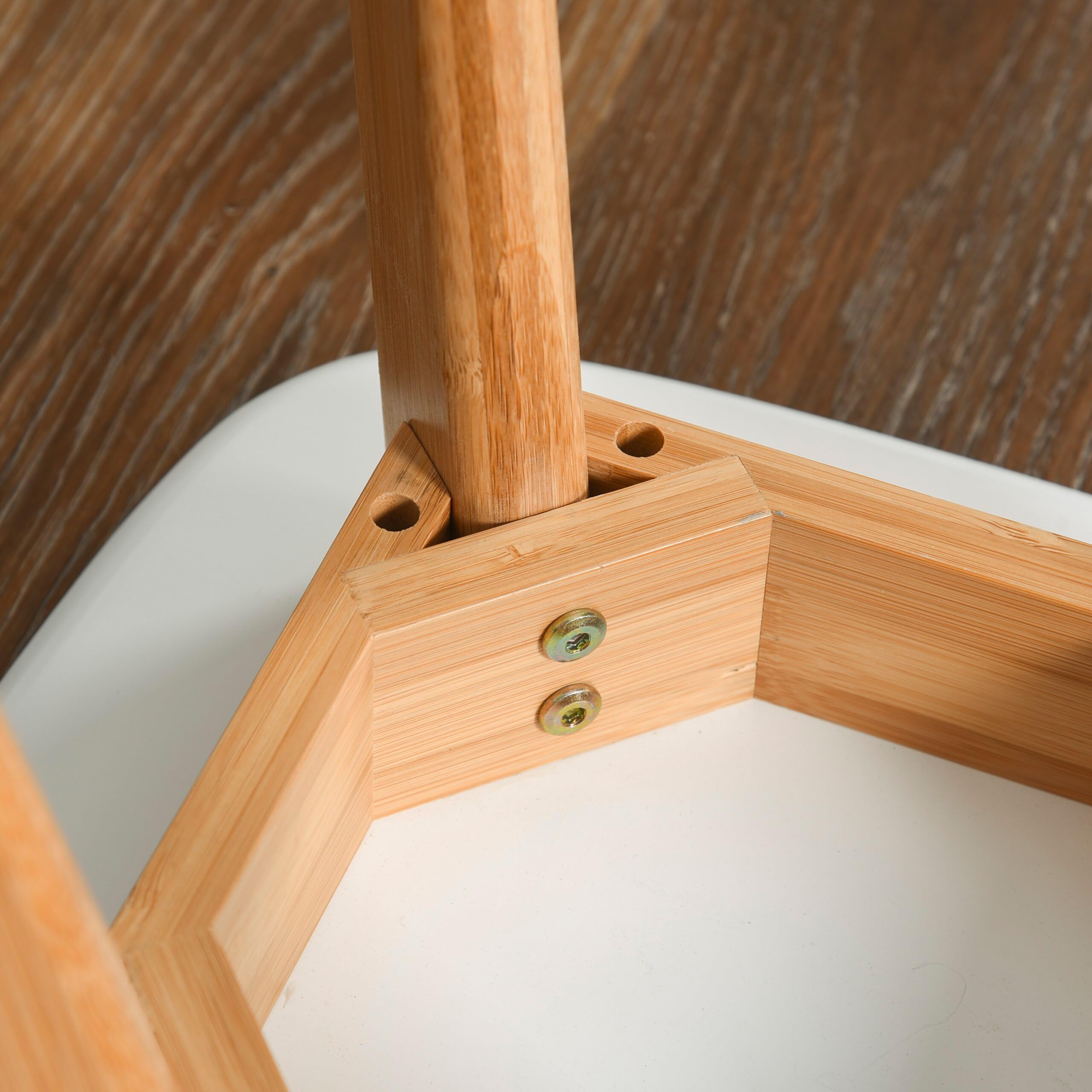 Relaxdays Tabourets de Cuisine, Lot de 2, Bambou, MDF, Salle de Bain, H x L x P : 45,5 x 33 x 33 cm, Naturel/Blanc
