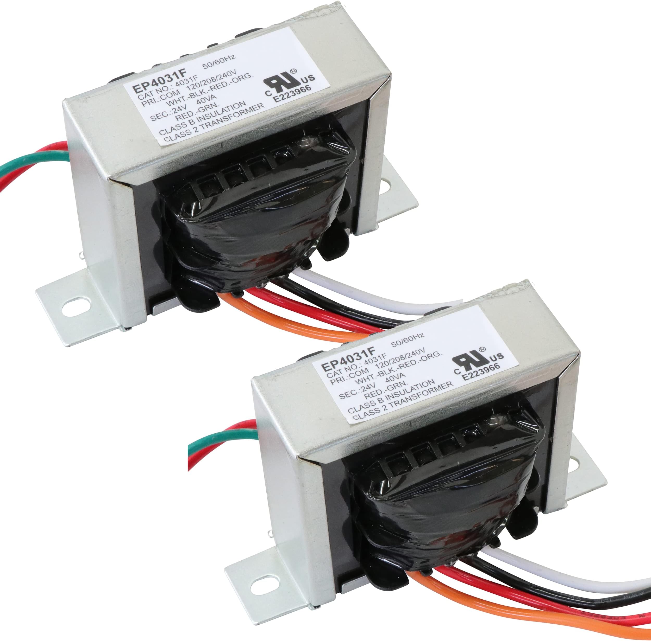 Endurance Pro 2 Pk EI Type Isolation Transformers PRI.120/208/240 V AC 50/60Hz 24 V AC 40 VA Class 2 Control with Foot Mount Replacement for Jard 4031F HVAC Furnace Multi Tap Packard 42440 Gemline