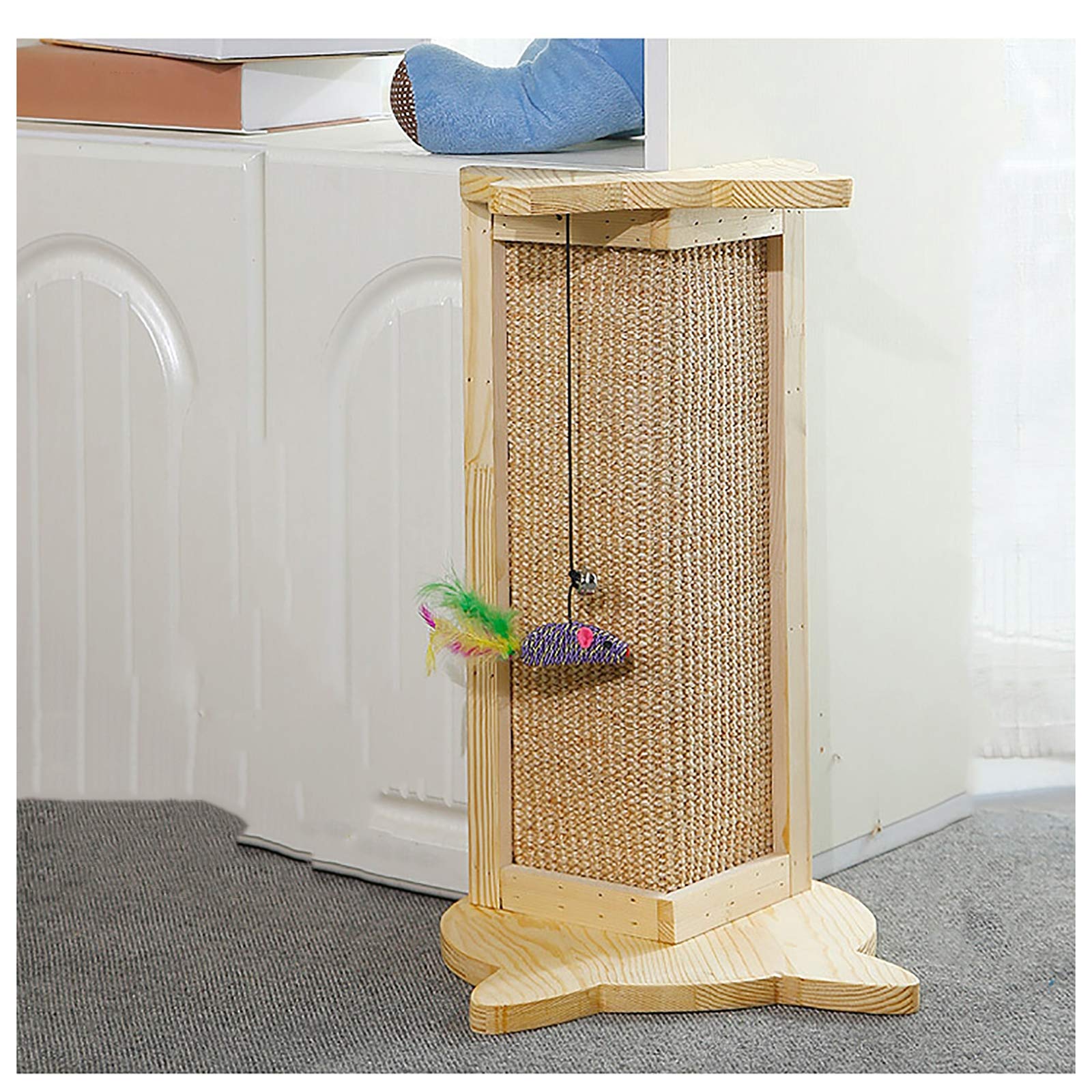 Grattoir mural en sisal pour chat jaune 64x31cm suspendu
