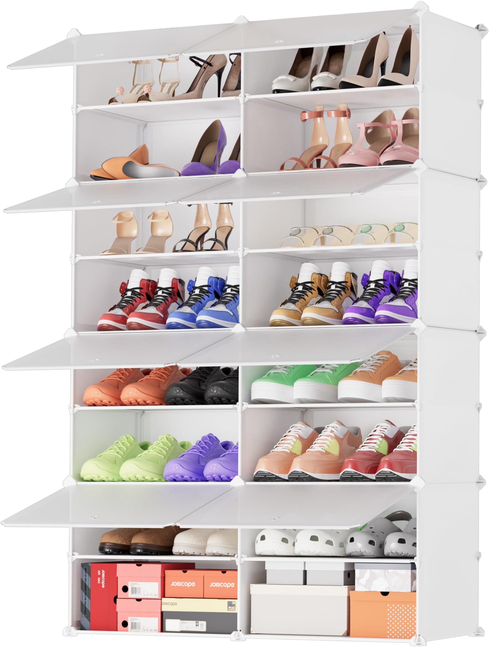 Scarpiera Modulare Portatile 4x12 – Armadio Per 96 Paia Di Scarpe, Ripiani Regolabili In Plastica, Bianco - 4