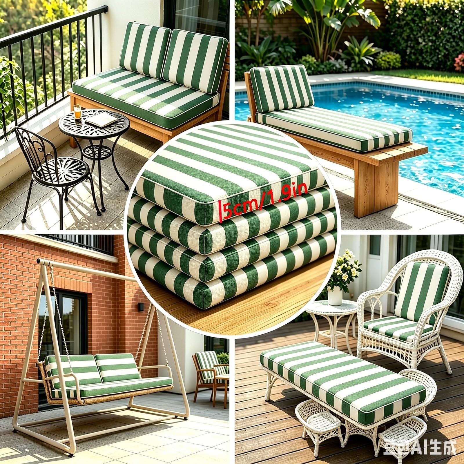Sitzkissen Bank Wasserdicht 80% rutschfest Gartenbank Polster Außen | Gepolstertes Bankkissen Mit Rutschfester Unterseite, Wasserdichtes für Garten(Gelb Weiß,180x40 cm 71x16 in)