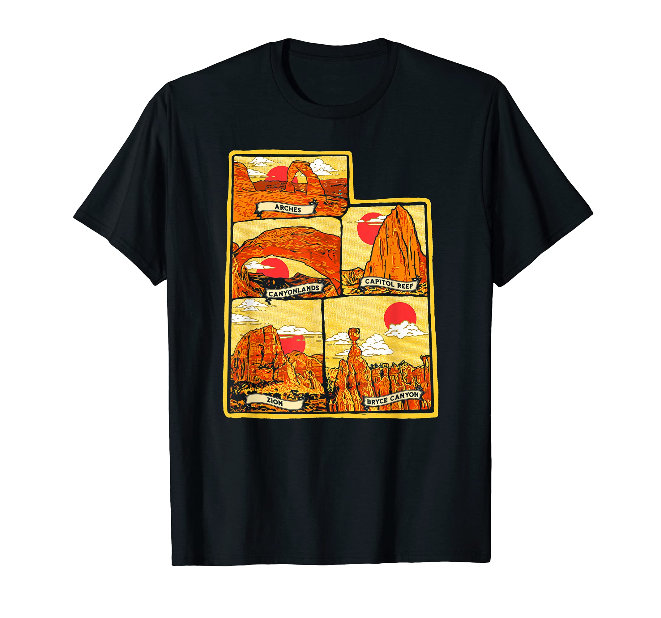 Symbiosis Supply Co.State of Utah Five National Parks Arches Zion Capitol Bryce T-Shirt