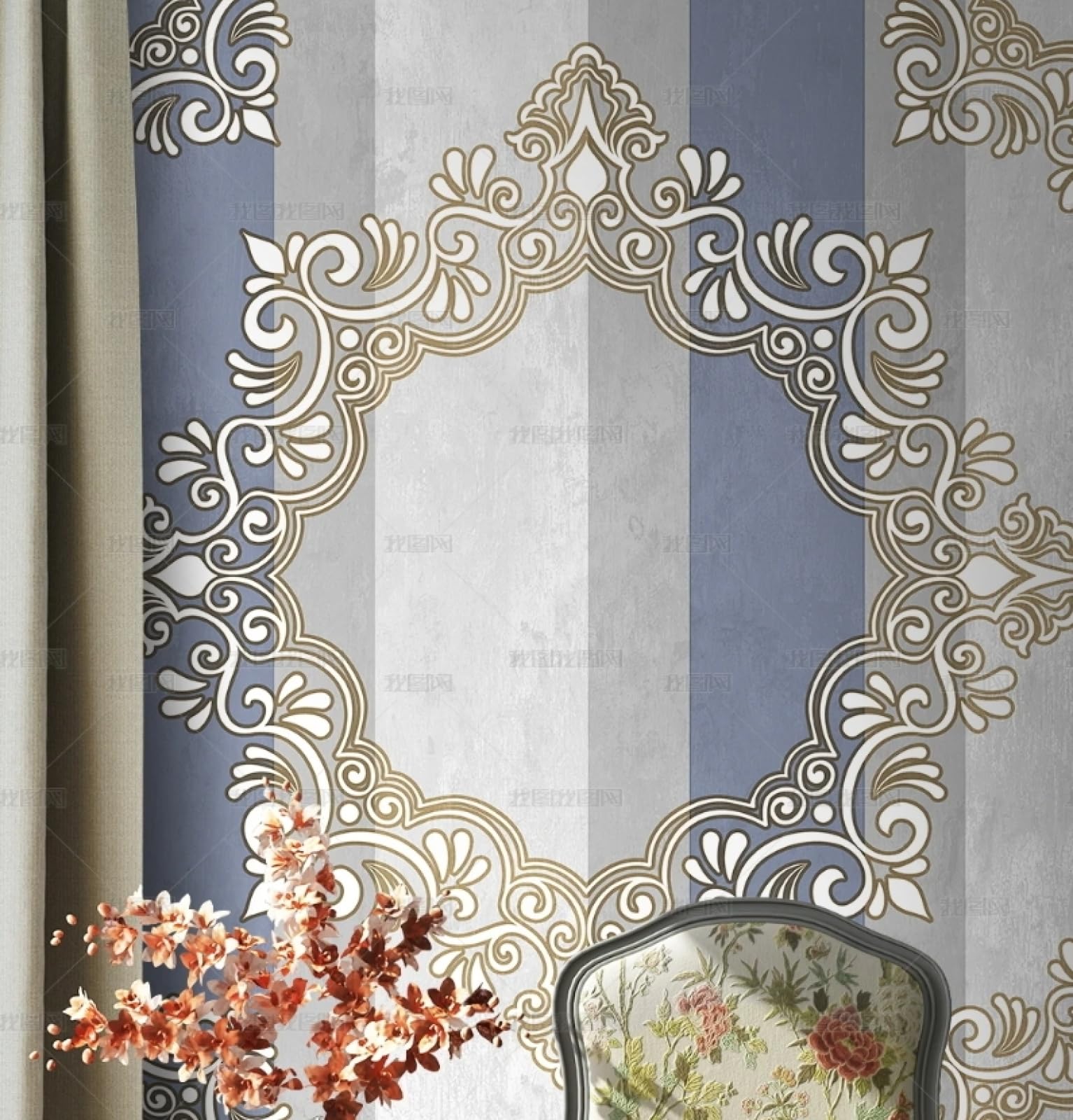 Papier peint autocollant dentelle 45x600cm rouleau de vinyle adhésif imperméable pour meuble