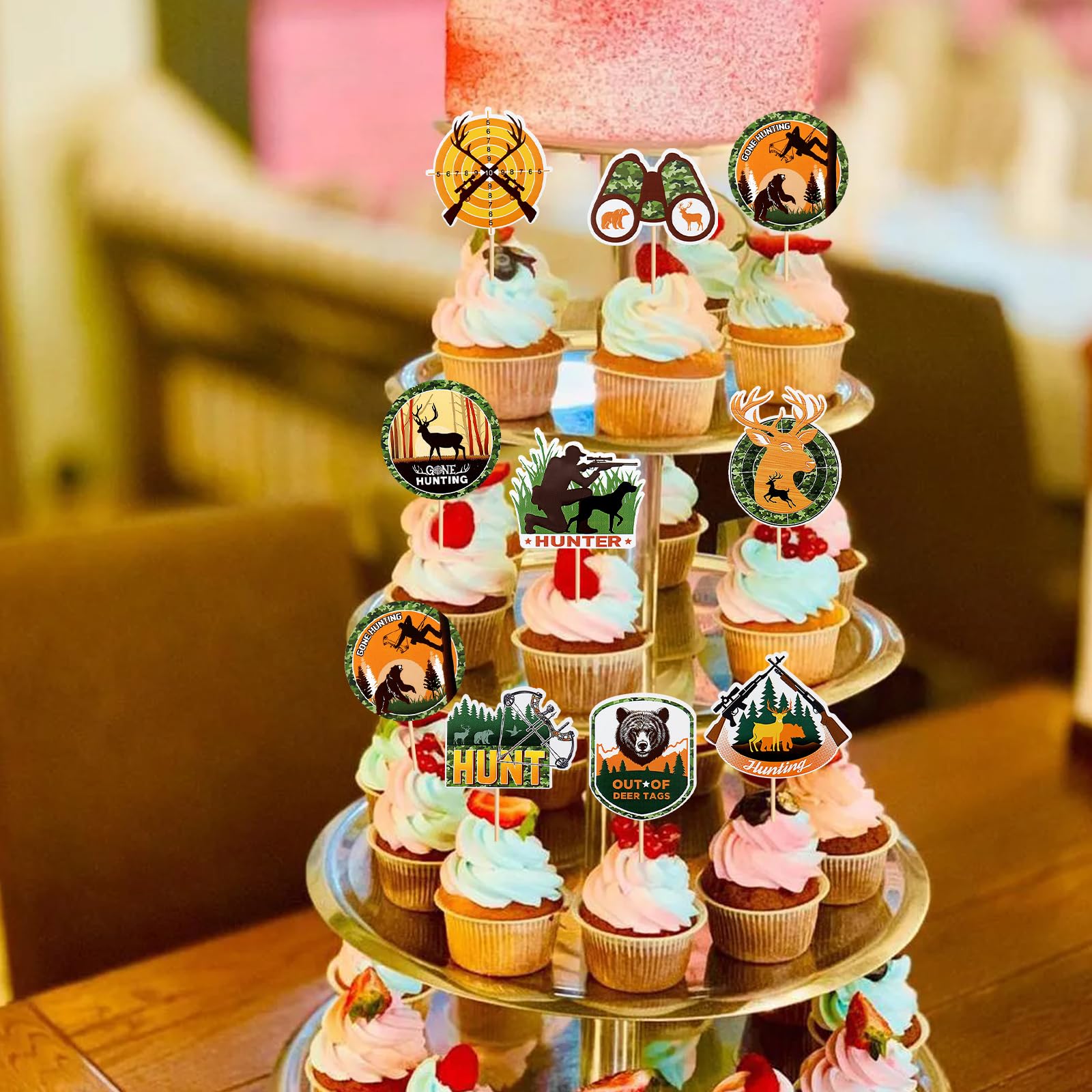 Gyufise 36 Topper Per Cupcake A Forma Di Orso, Tema Animali Della Giungla, Blu, Per Baby Shower E Feste Di Compleanno