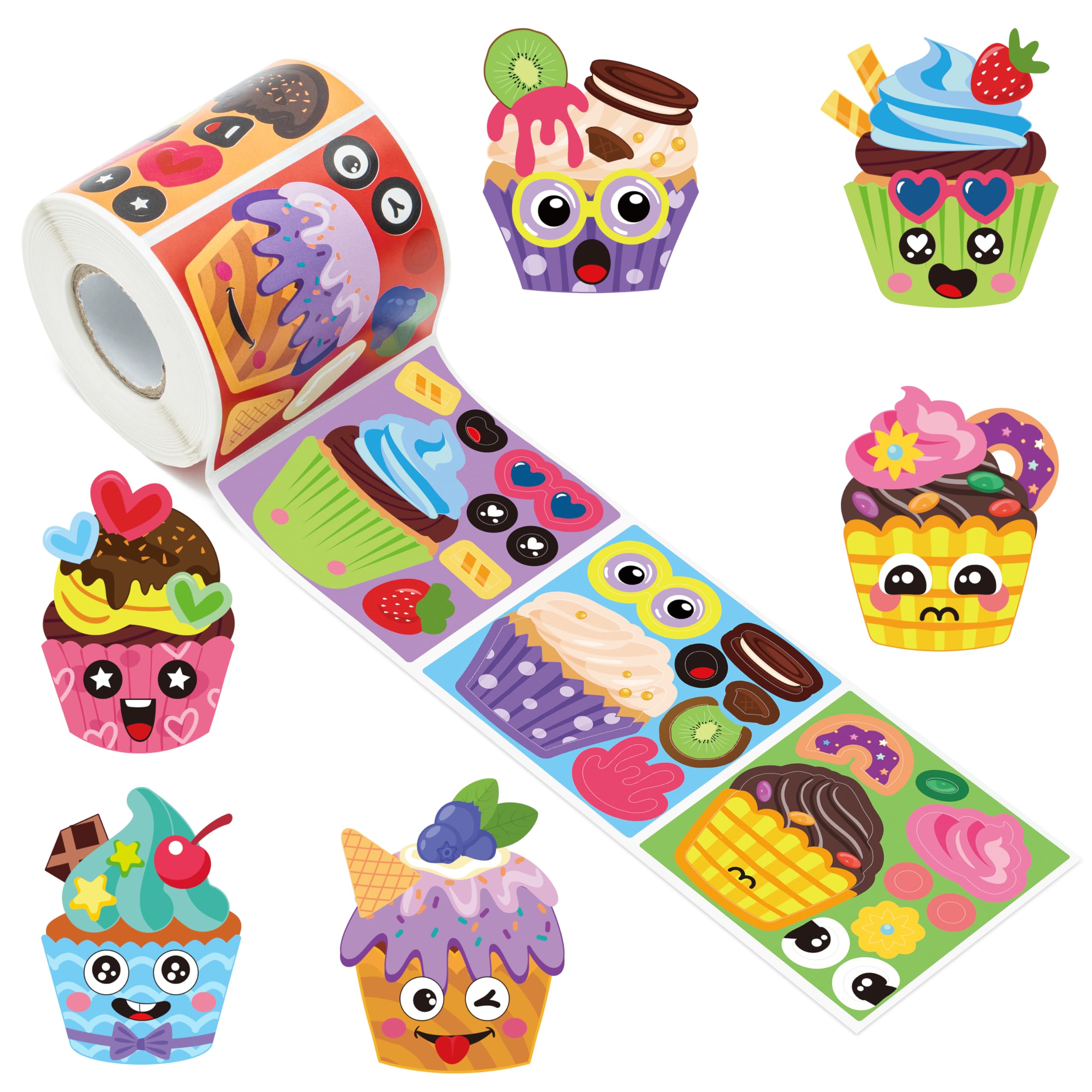 Haooryx 300-Piece DIY Easter Egg Sticker Roll – Mix & Match Cartoon Animal Faces, Spring Party Supplies - View #5