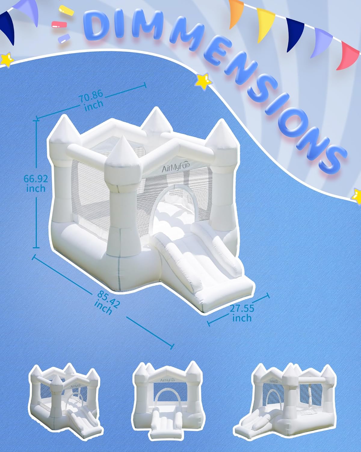 AirMyFun White Toddler Castle and White Party Bounce House