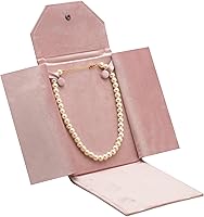 Vista 3 de COWFEX Terciopelo collar joyería carpeta de viaje almacenamiento vitrina (rosa)