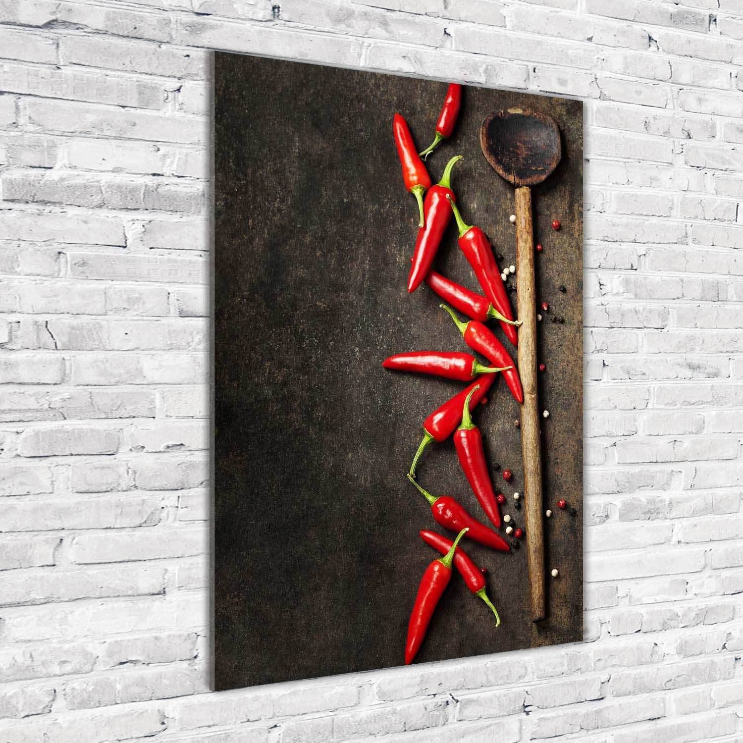 Tulup Impression sur Verre 70x100 cm Image Tableau Photo décorative panoramique pour la Cuisine et Le Salon - Nourriture et Boissons - Piments - Rouge