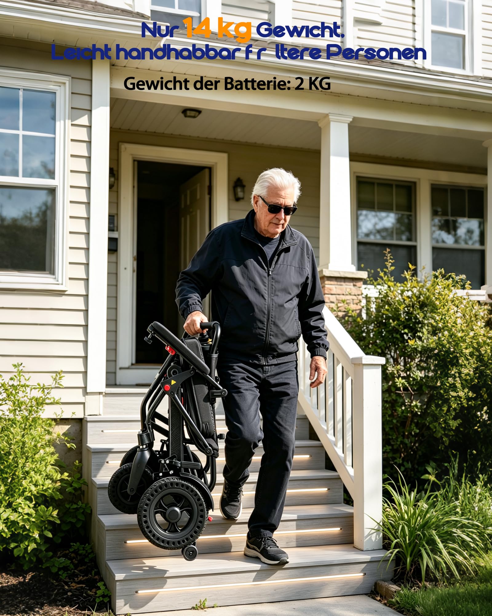 Elektrorollstuhl Faltbar Leicht, Elektrischer Rollstuhl, Tragbarer Elektro-Rollstuhl Mit 20km Reichweite, 120kg Tragkraft, Senioren Erwachsene Behinderte, Indoor Outdoor MobilitäTshilfe