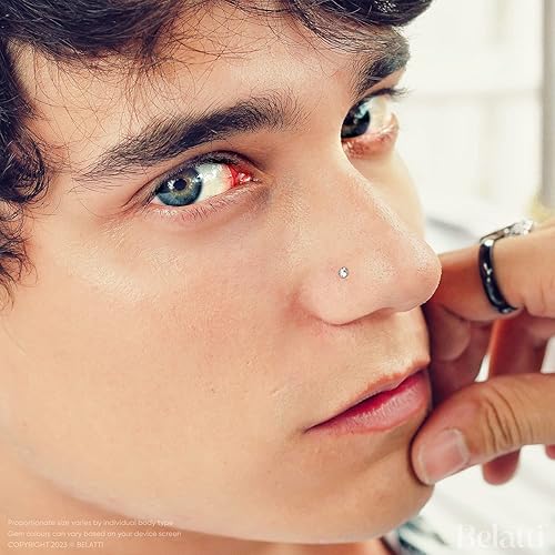 Miniatura 4 de Belatti Nose Rings For Women & Men - Hypoallergenic Nose Stud Screw Piercing Jewelry (choose GAUGE - QUANTITY - COLOR - GEM SIZE)