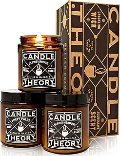 Scented Candle Gift Set with Crackling Wood Wicks 3, 4oz Candles, Misty Falls, Alpine Spruce, Spring Meadow - Designed for Both Men Women, Man Cave Decor Wood Wicks Candle Candles for Home