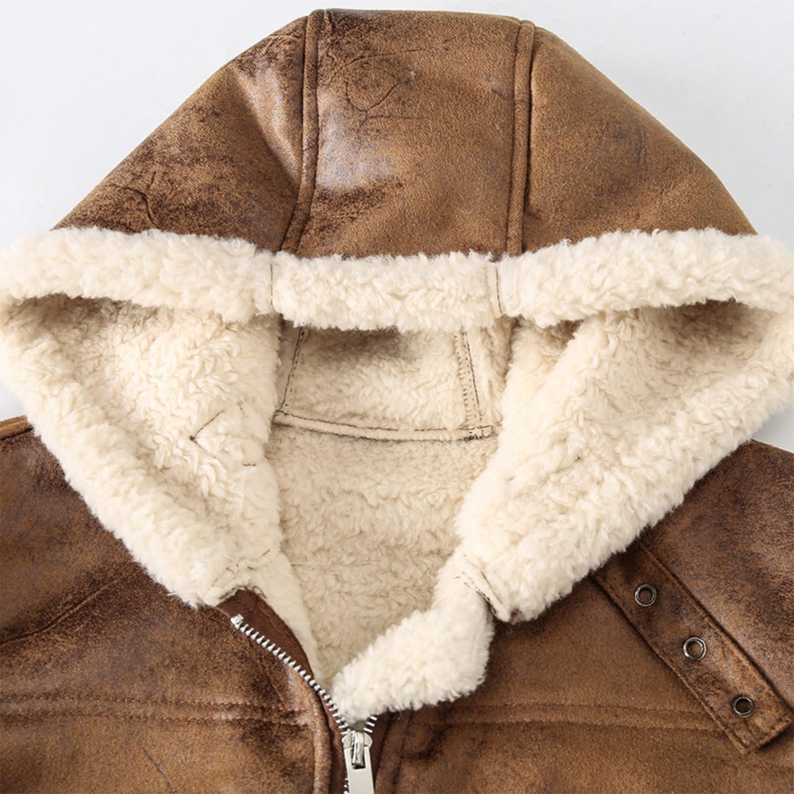Gilet da uomo, taglie grandi, marrone, gilet in pile | Gilet da esterno in pelle scamosciata, per il tempo libero, da viaggio, invernale, sciancrato, elasticizzato, in pelle bovina