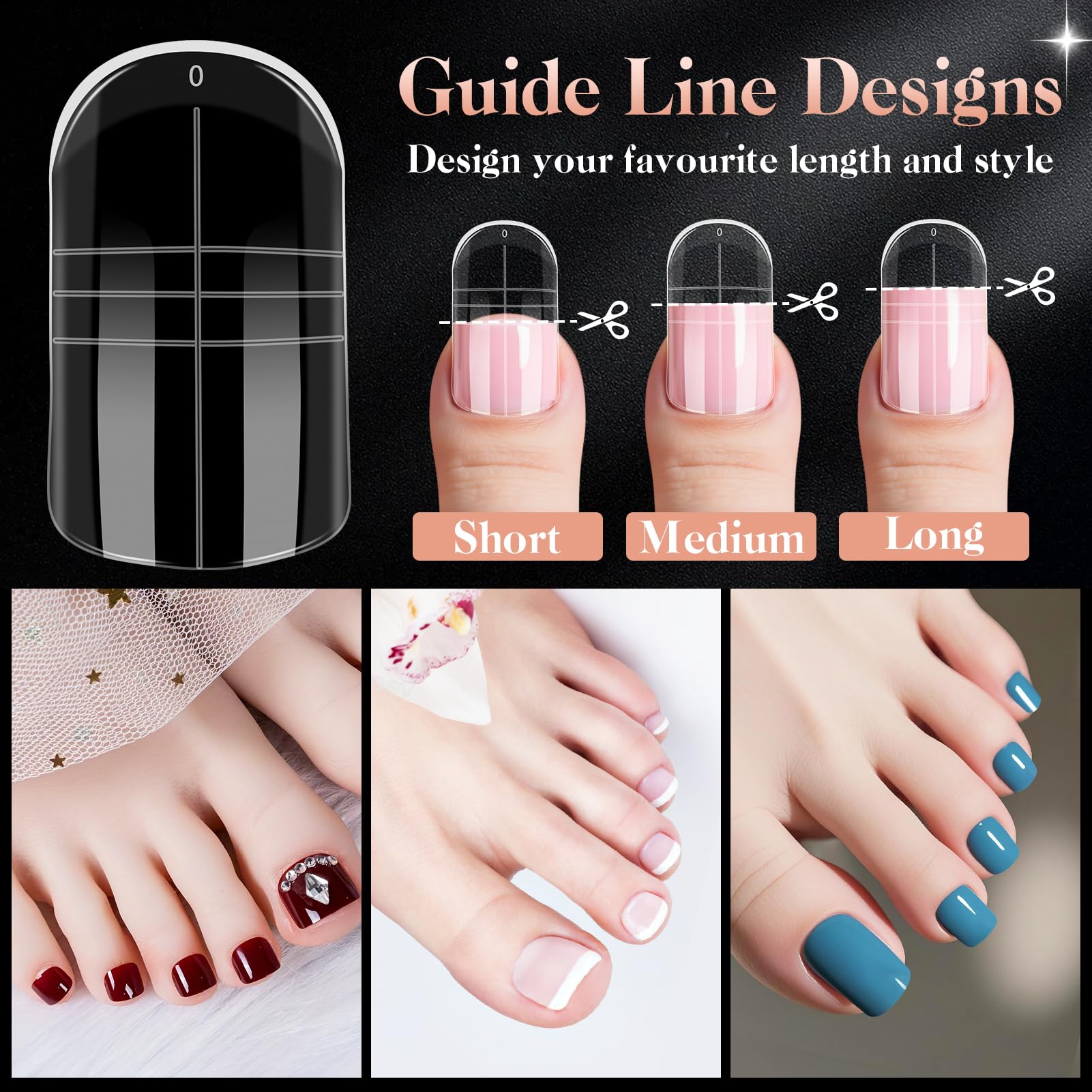 MELLIEX 150 Pieces Dual Nail Forms for Toes Full Cover Forms for Polygel Extension Long Square Nail Mold Tips - Image 2