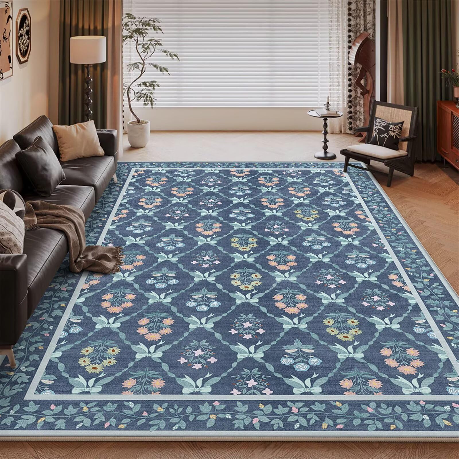 Tapis de protection de sol anti-glisse bleu 80x200cm pour terrasse et passage