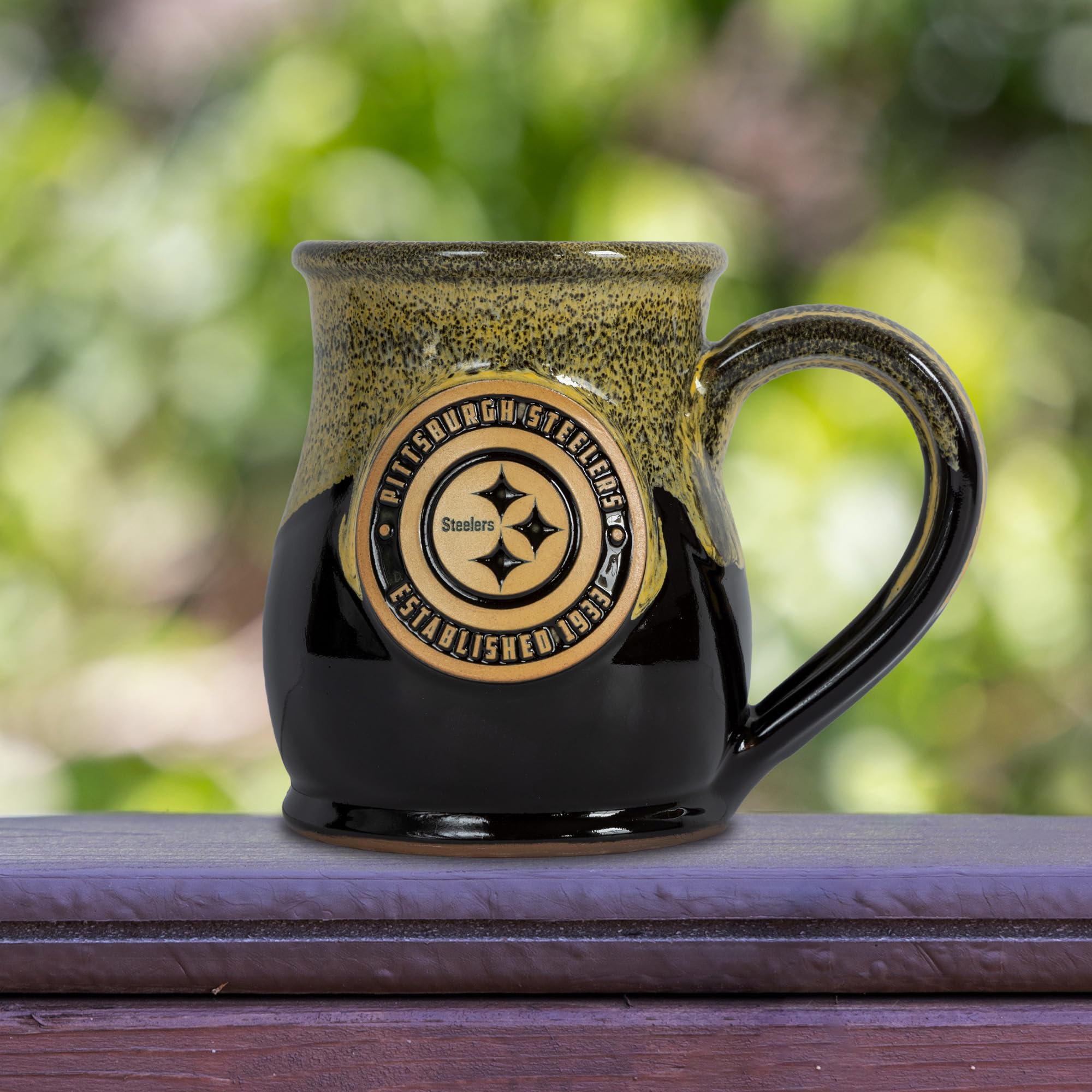 Amazon.com: Greater Distance NFL Football Pittsburgh Steelers 14 oz  Two-Tone Tall Belly Mug, Handmade Large Ceramic Coffee Mug With Team Logo  for True Fans, Premium Deneen Pottery Made in USA : Sports