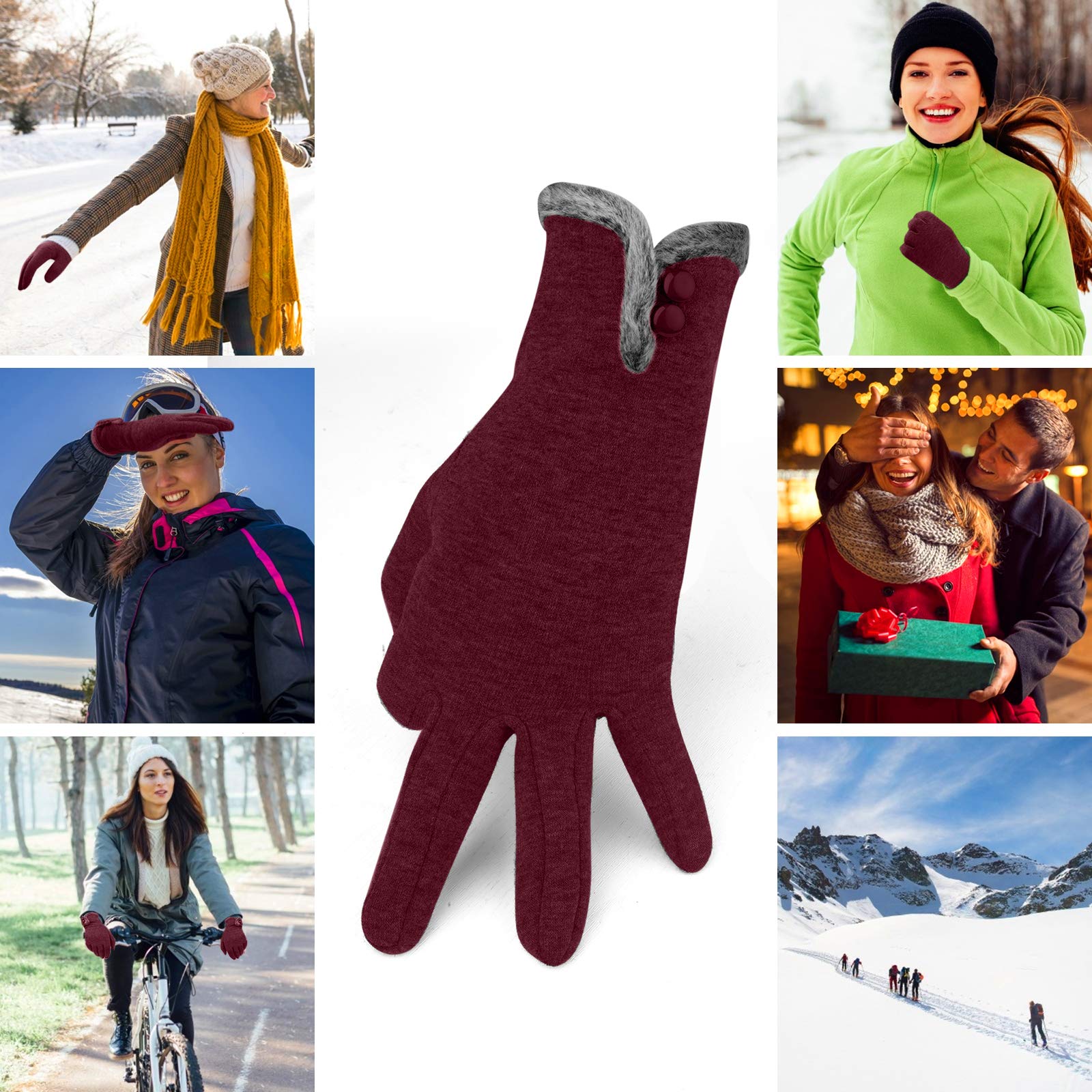 Alikiai Guantes Termicos Mujer Invierno Tactil con Forro Polar