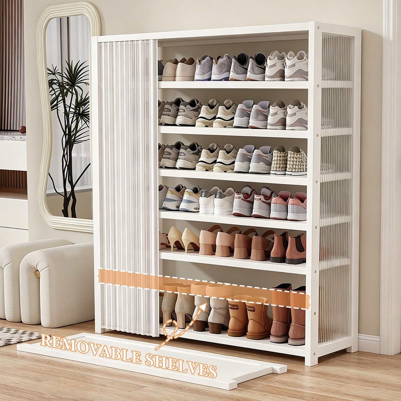 Genérico Zapatero Vertical con Cortina Lateral, Armario for Zapatos de Recibidor, Organizador de Estantes Independiente
