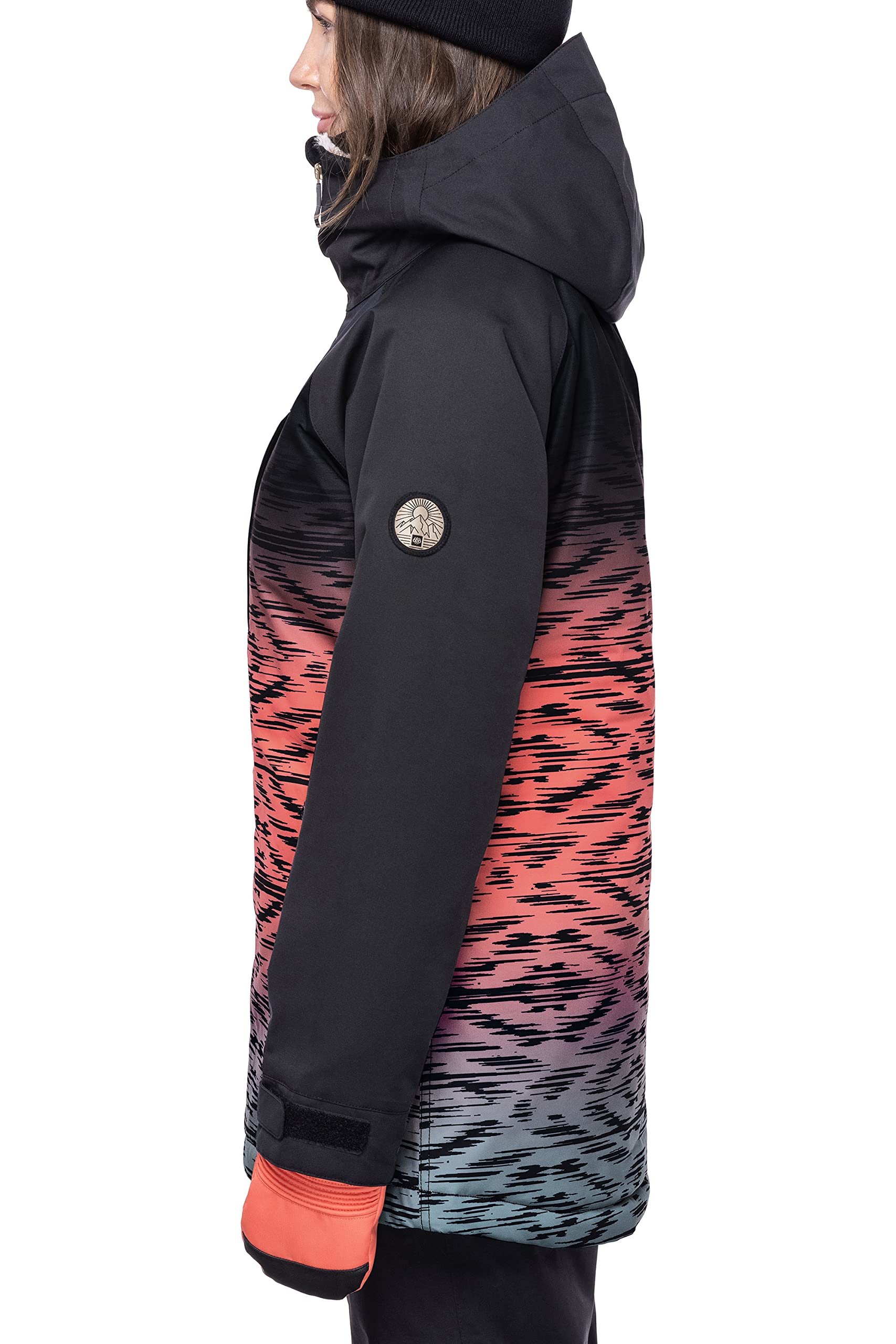 686 Women's Dream Jacket - Insulated Coat, Water & Weather Resistant - Black Ikat Fade - Small