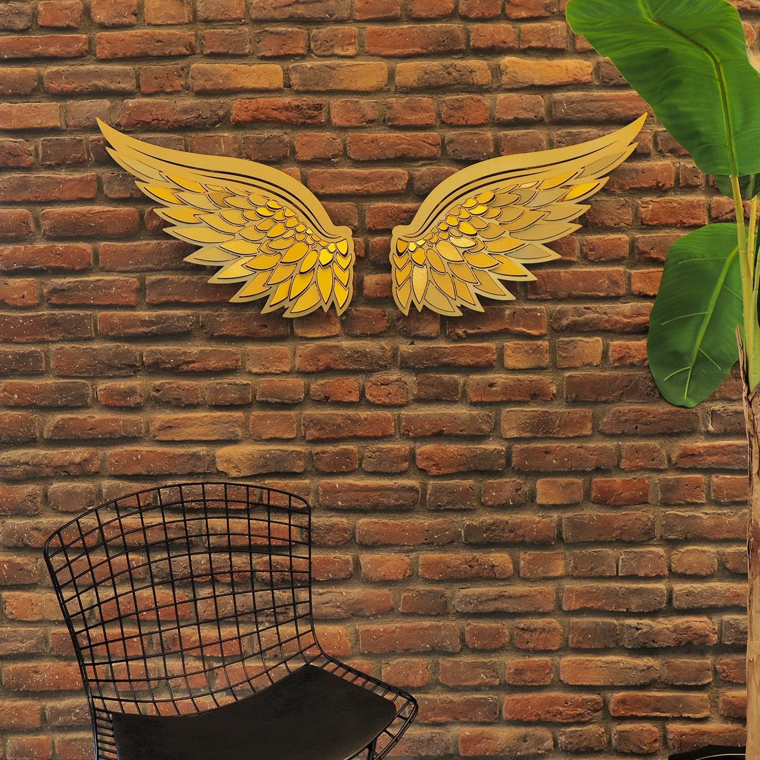 Elegant Gold Decorative Metal Wall Accessory (2 Pieces), 46 x 50 cm, 100% Steel, 1.2 mm Thick, Stylish Home Decor for Modern Spaces